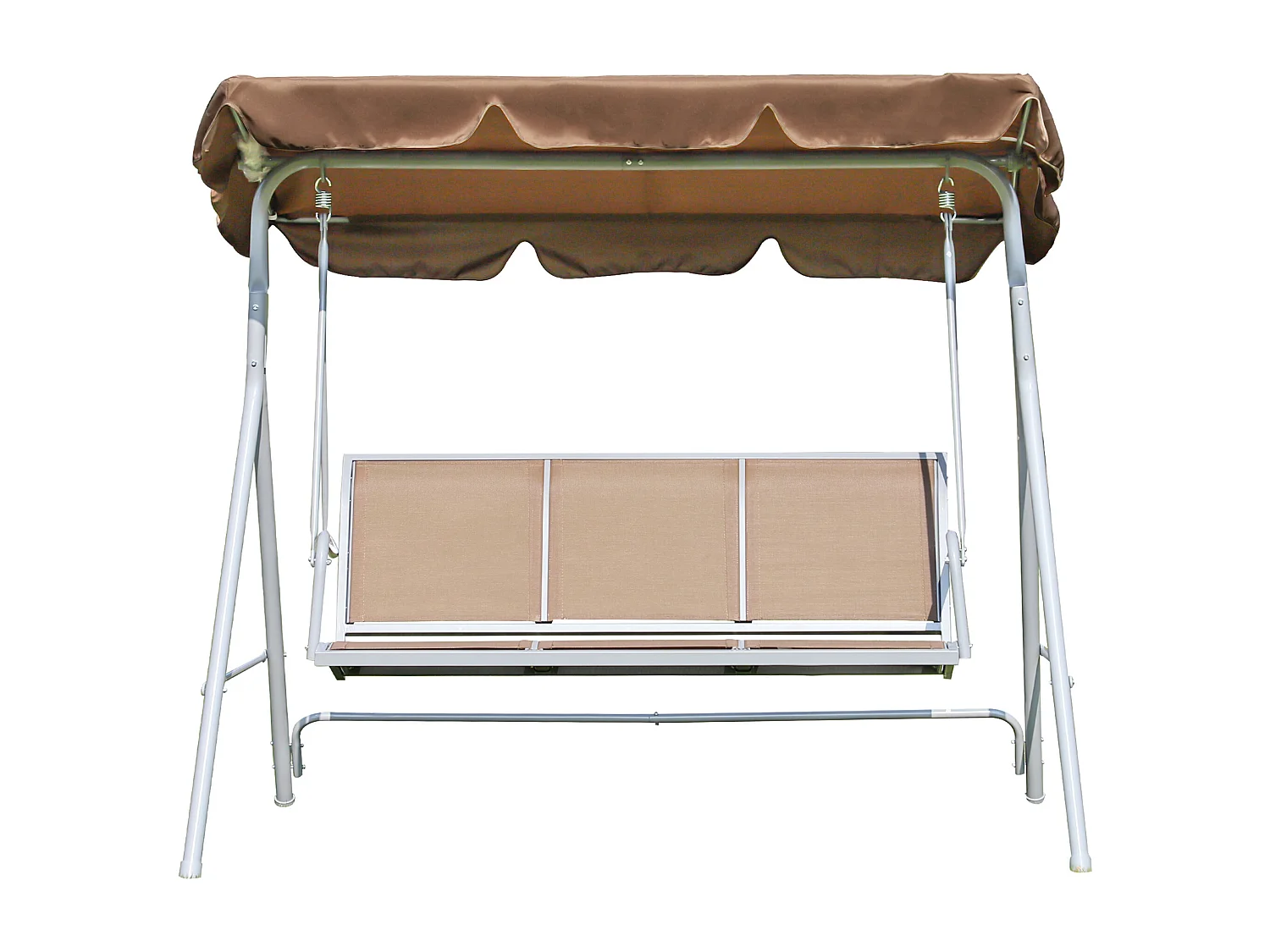 Dondolo da Giardino 3 Posti con Tettuccio Parasole Regolabile e Seduta in Poliestere