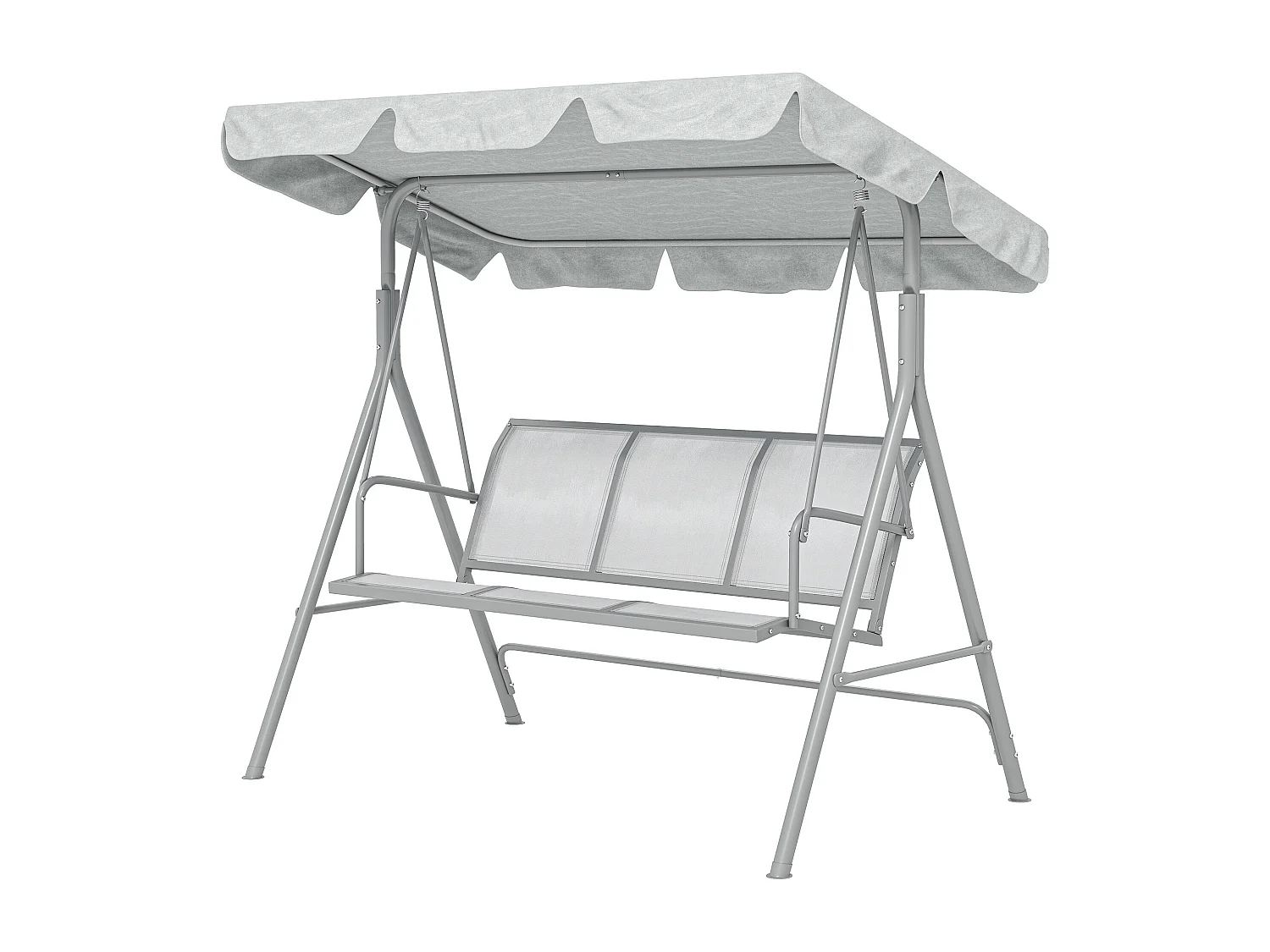 Dondolo da giardino 3 posti con tetto parasole grigio chiaro