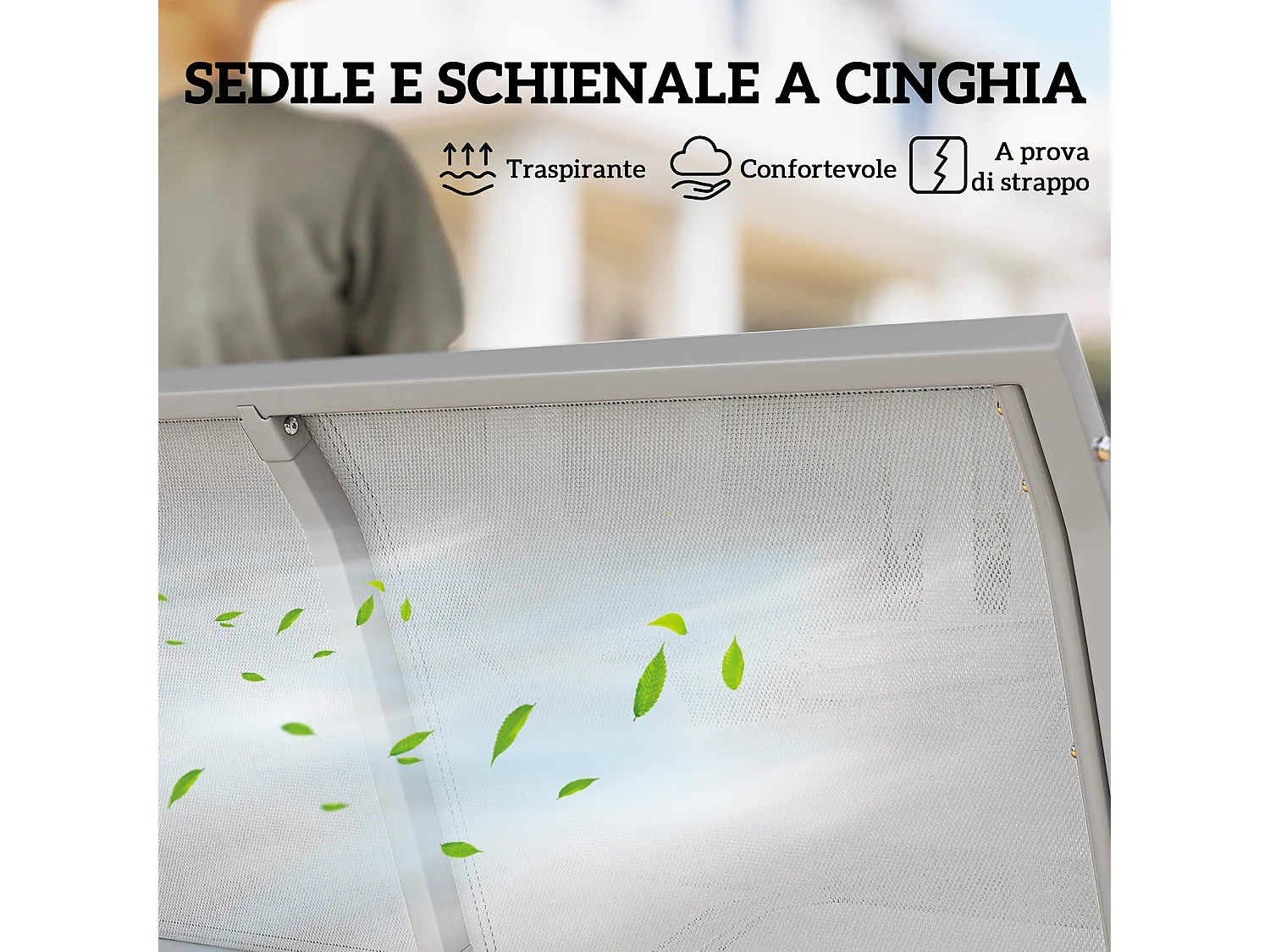 Dondolo da giardino 3 posti con tetto parasole grigio chiaro