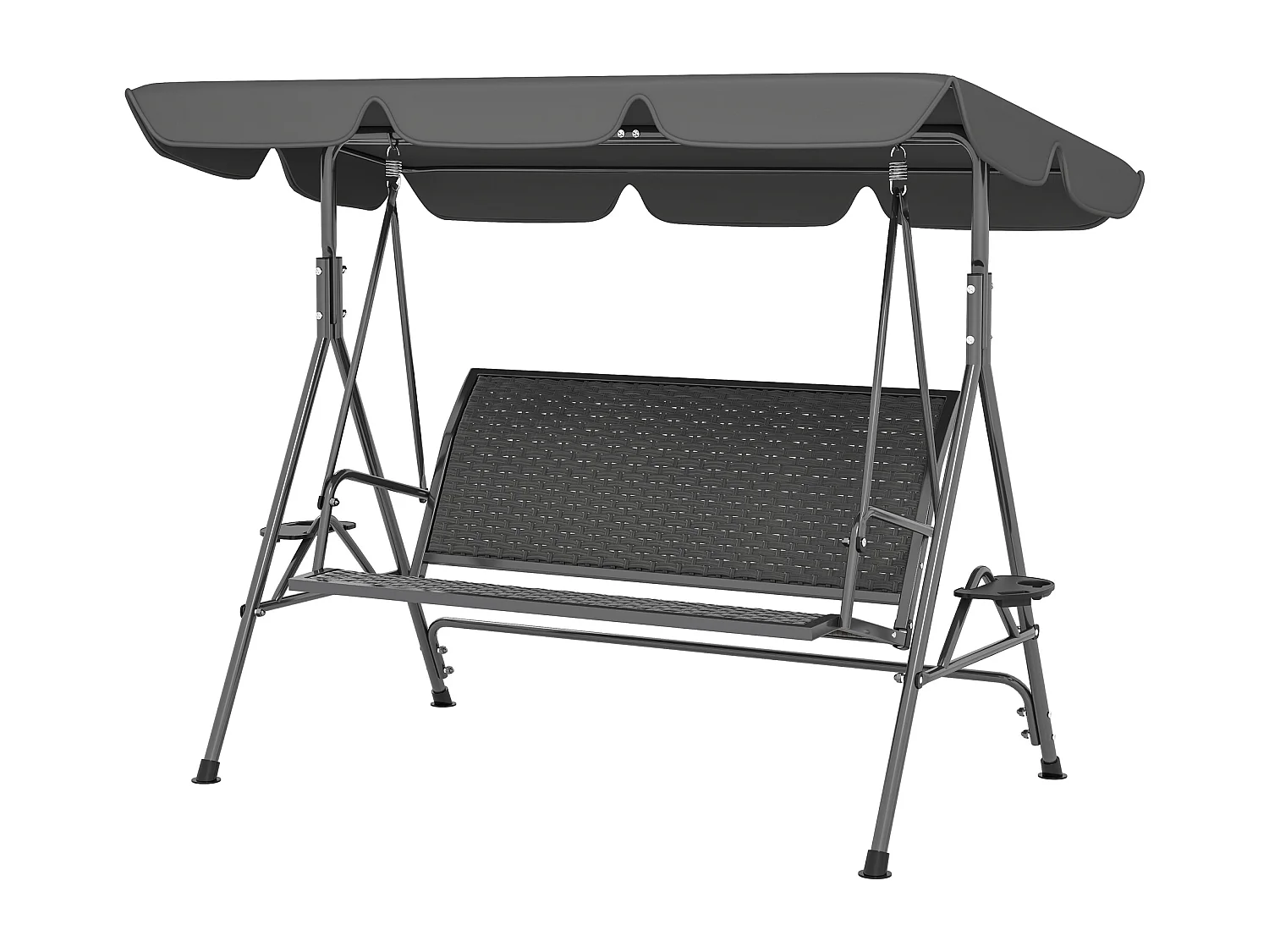 Dondolo da giardino 3 posti con tettuccio regolabile grigio