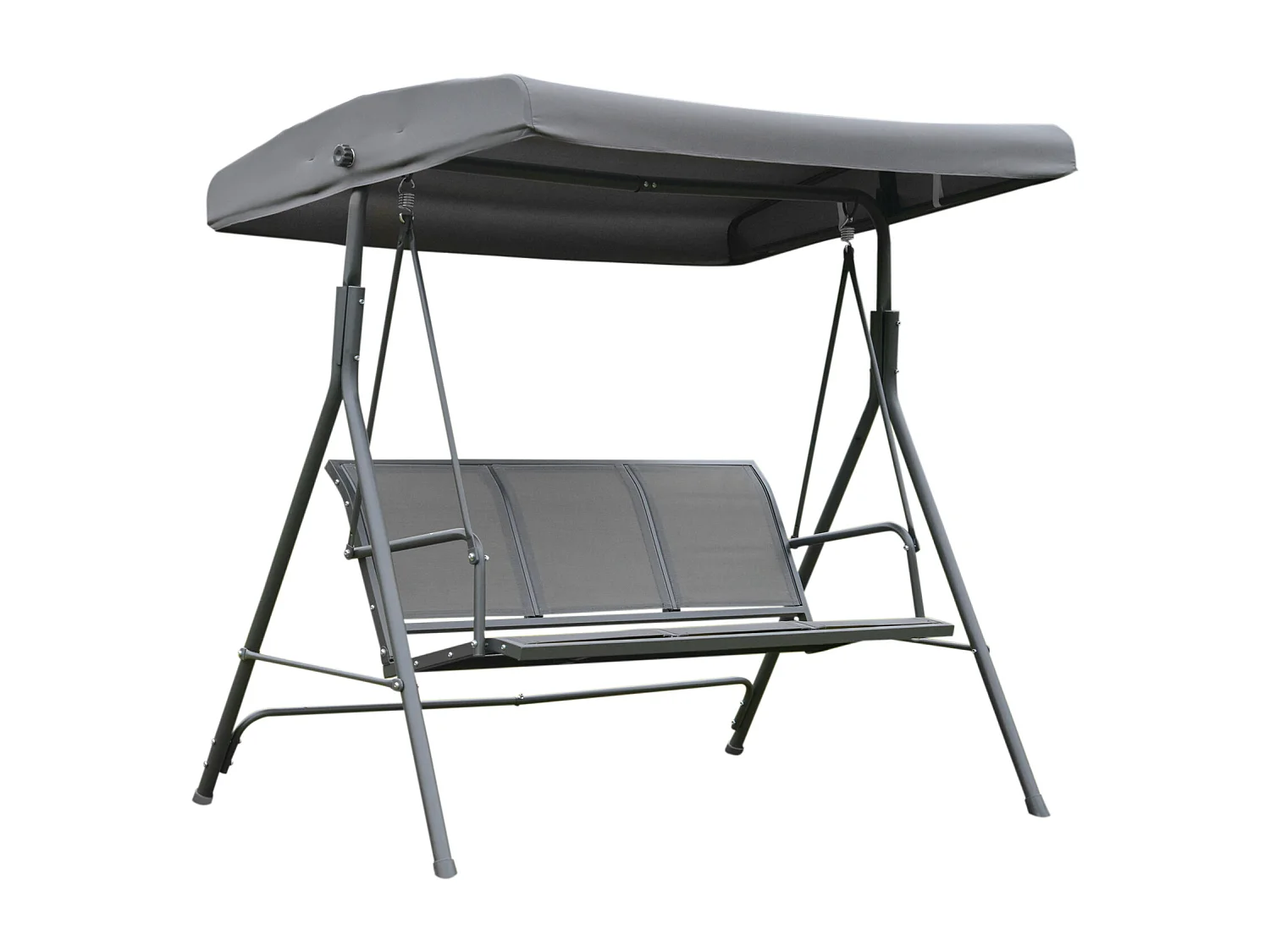Dondolo Da Giardino 3 Posti Con Tettuccio Regolabile Telaio In Acciaio 175x118x159cm 200kg Grigio
