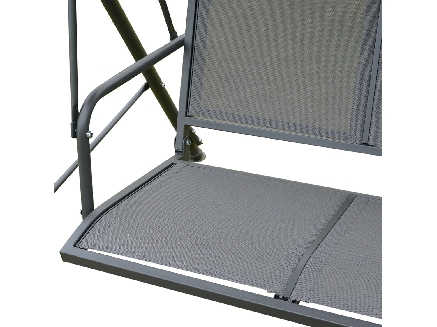 Dondolo Da Giardino 3 Posti Con Tettuccio Regolabile Telaio In Acciaio 175x118x159cm 200kg Grigio