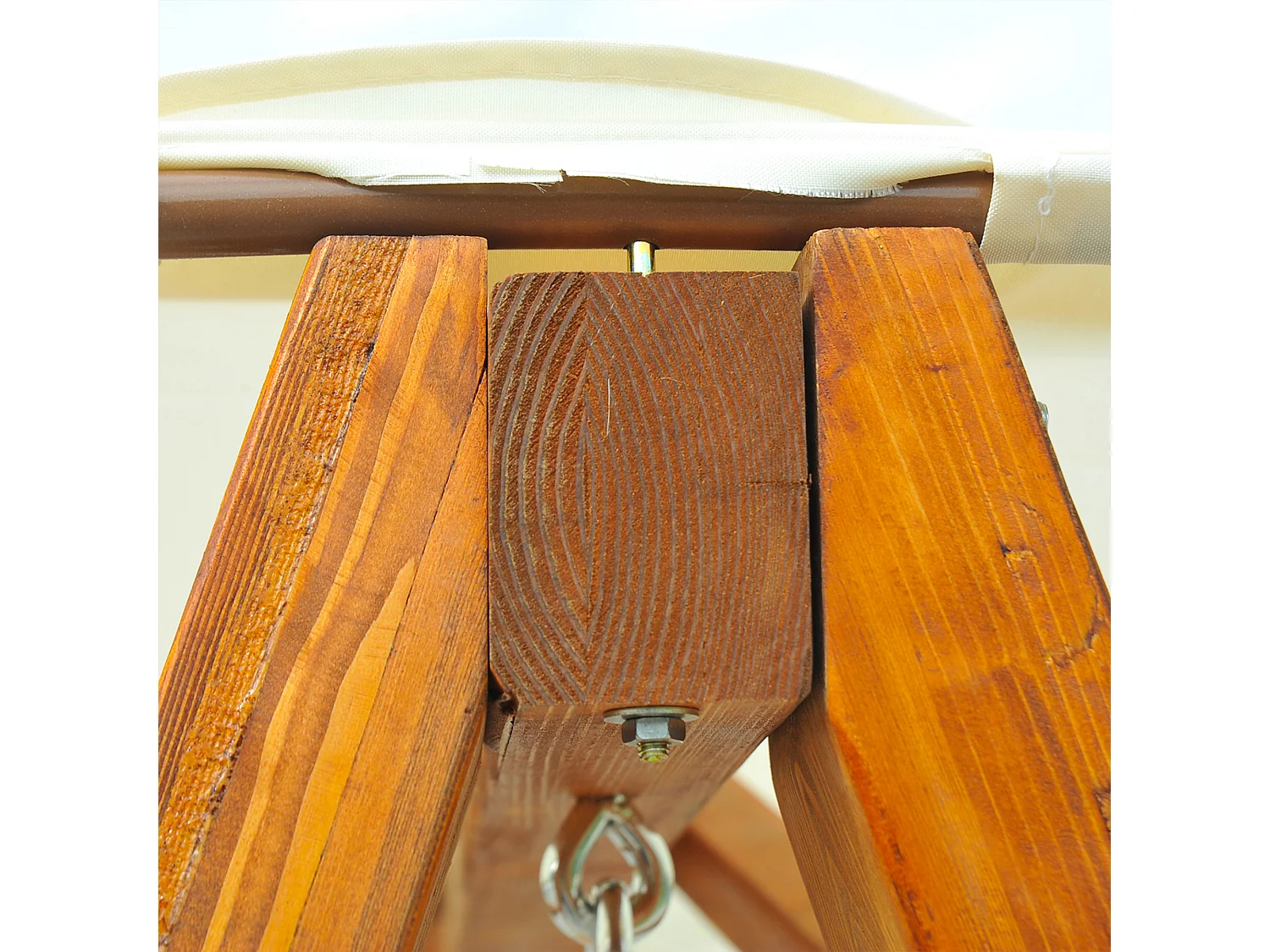 Dondolo Da Giardino In Legno Massello Di Pino Con Tettuccio Parasole 162x130x185cm 240kg