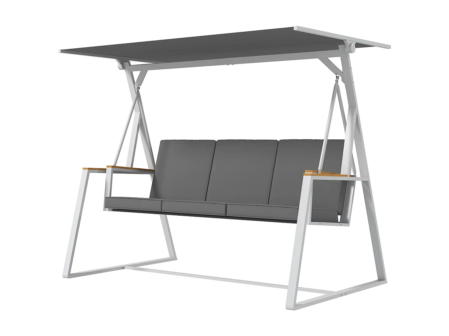 Dondolo da giardino 3 posti con tettuccio inclinabile grigio scuro