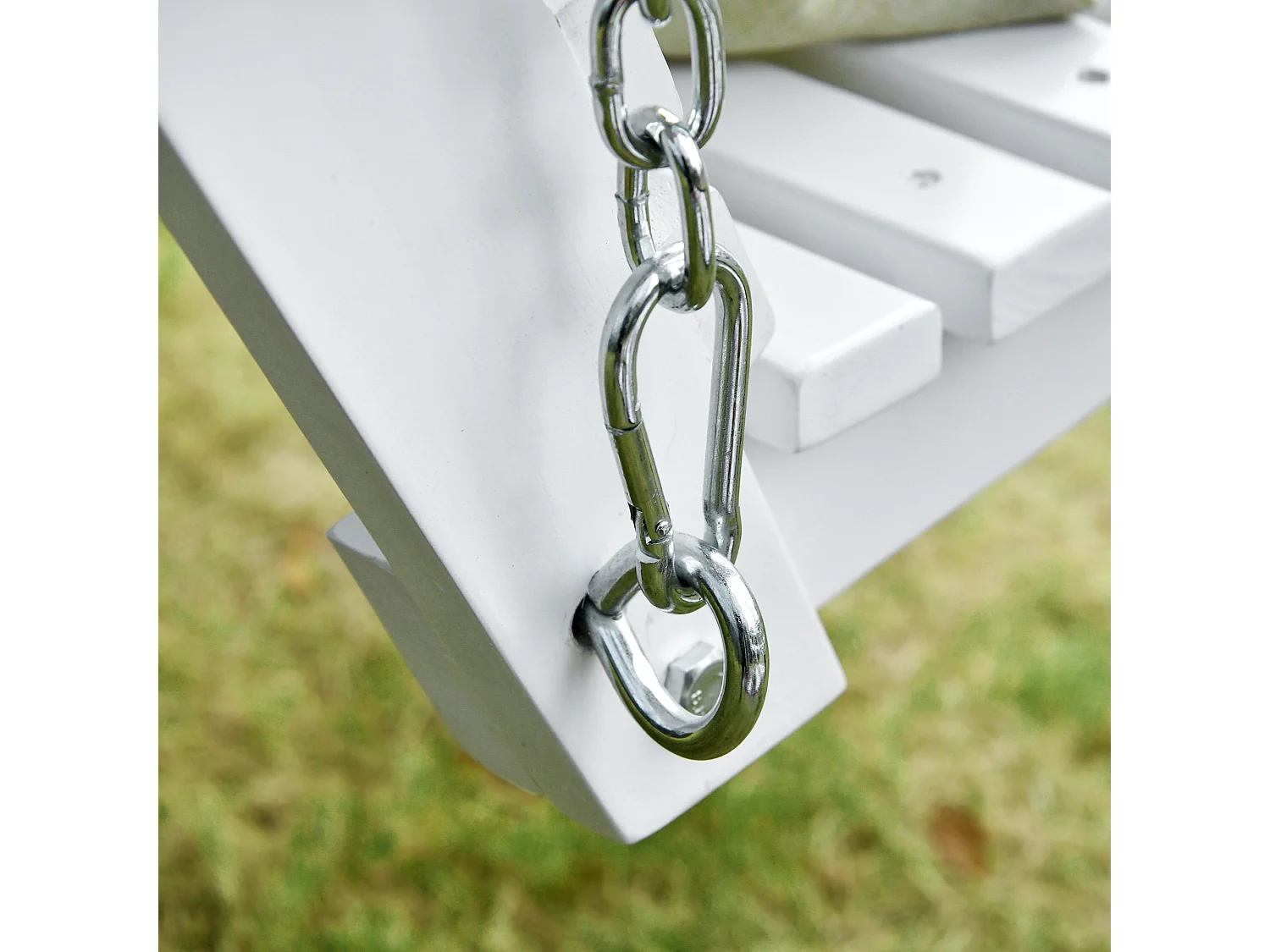 Dondolo 3 posti da esterno con tavolino e portabicchieri bianco