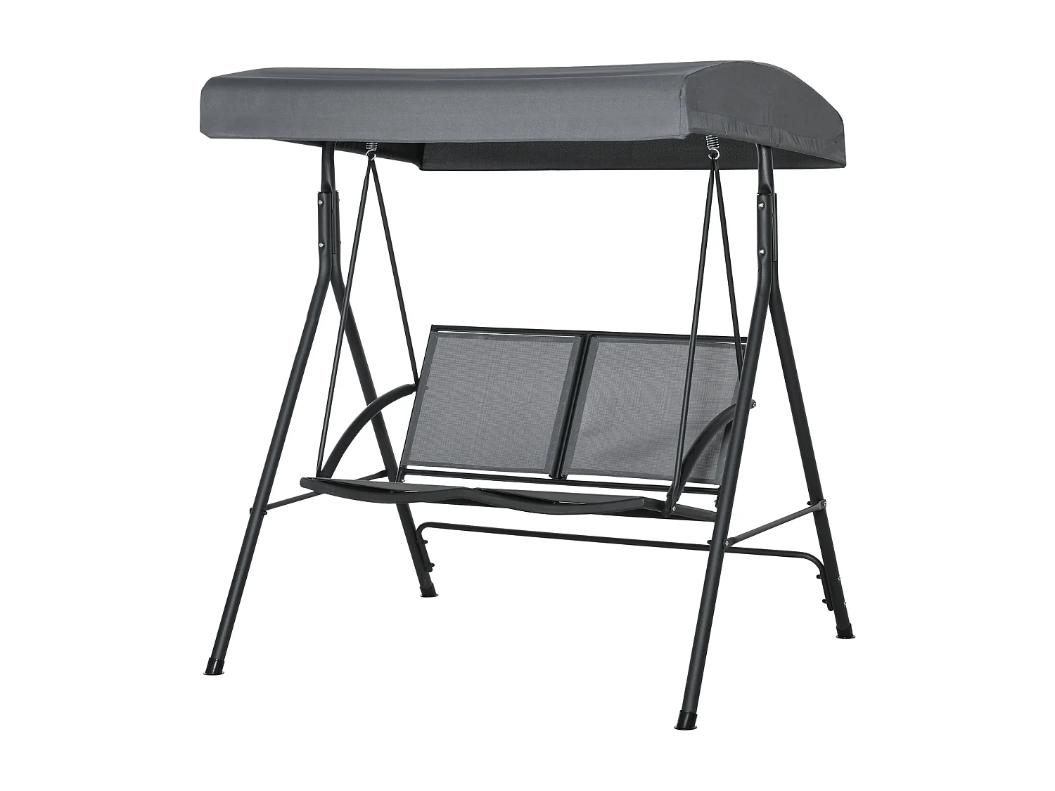 Dondolo a 2 posti da giardino tettuccio regolabile grigio