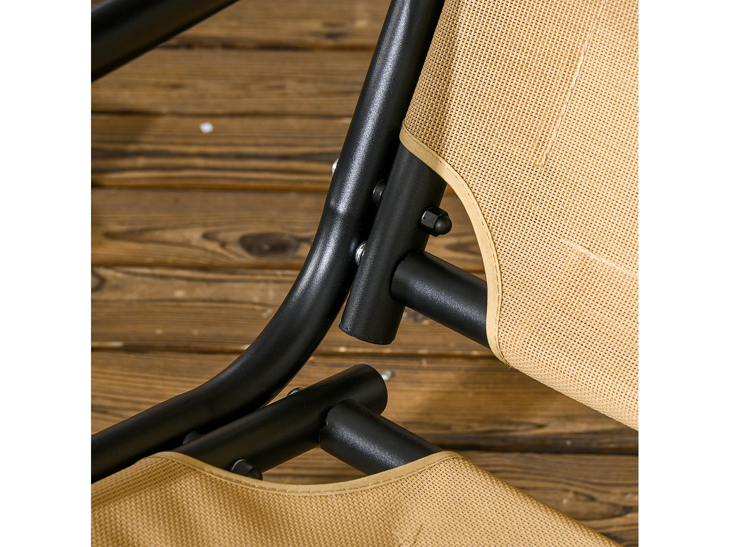 Dondolo 2 posti in acciaio con tettuccio regolabile e cuscini beige