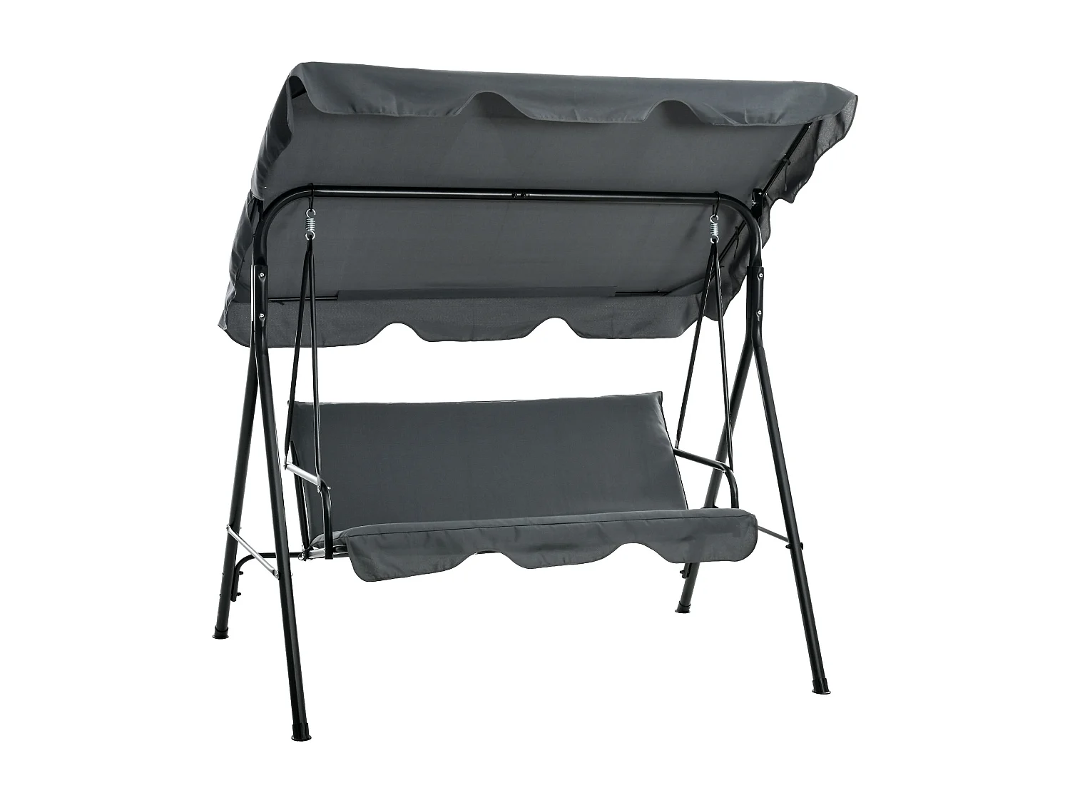 Dondolo 3 posti da giardino con tettuccio regolabile grigio