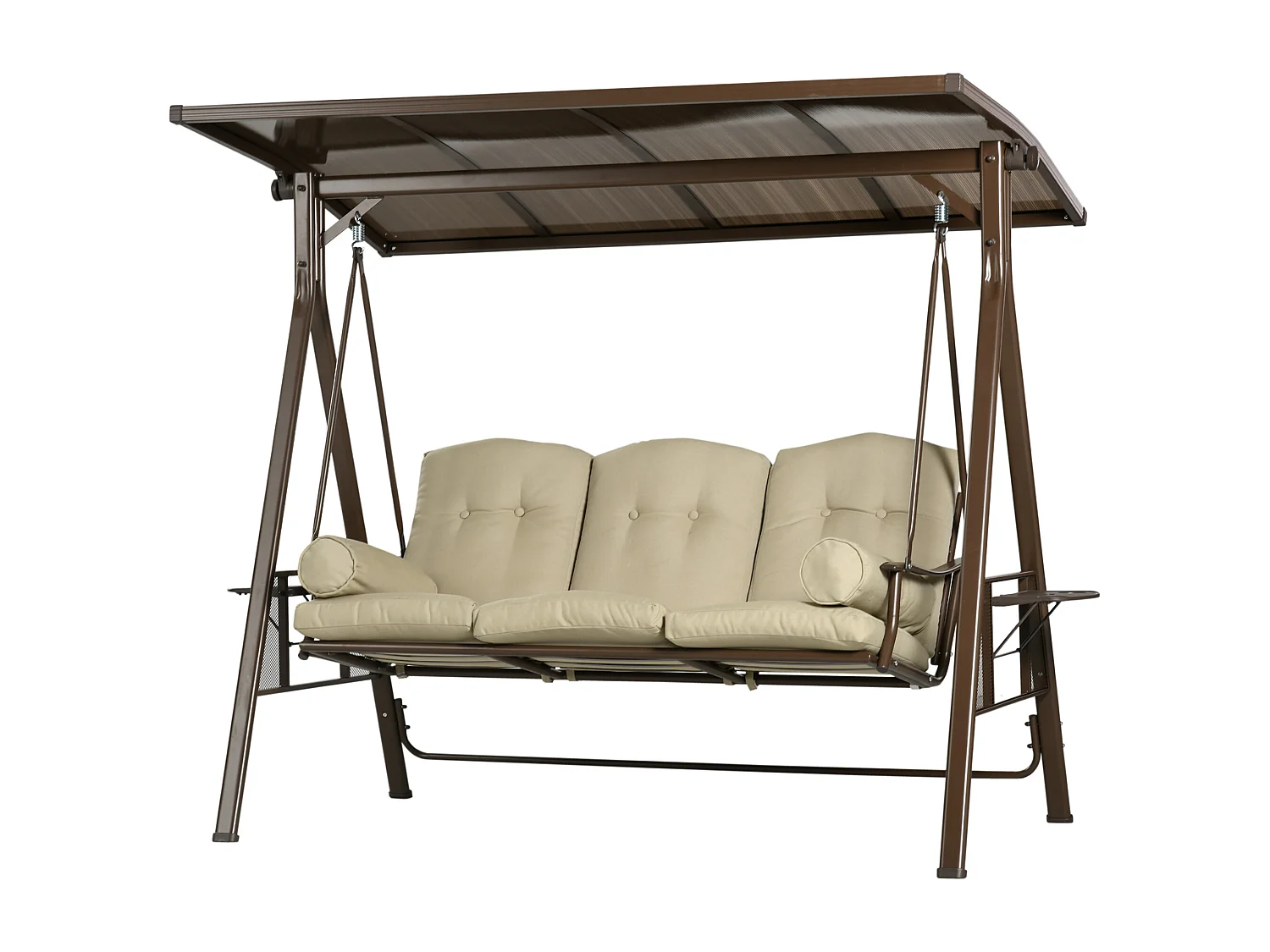 Dondolo da giardino 3 posti con tettuccio inclinabile cuscini