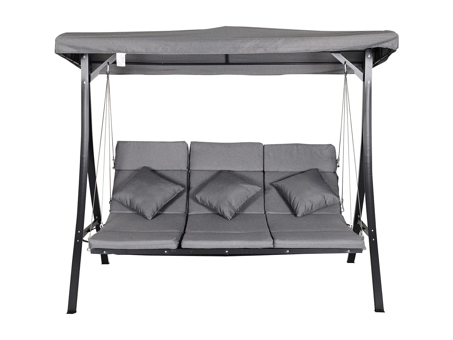 Dondolo 3 Posti da Giardino con Tettuccio Regolabile e Cuscini in Texteline e Metallo