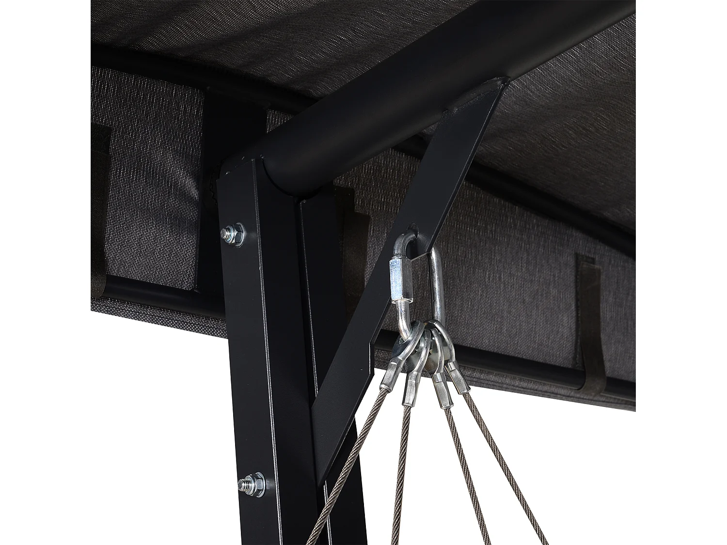 Dondolo 3 Posti da Giardino con Tettuccio Regolabile e Cuscini in Texteline e Metallo