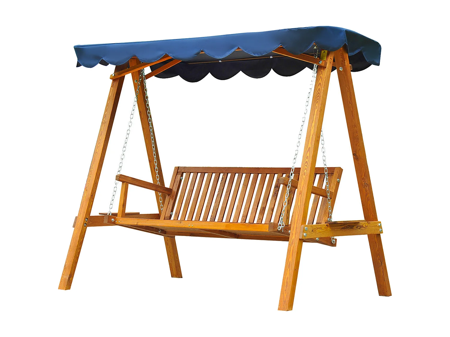 Dondolo Da Giardino 3 Posti In Legno Con Baldacchino 210X130X185Cm