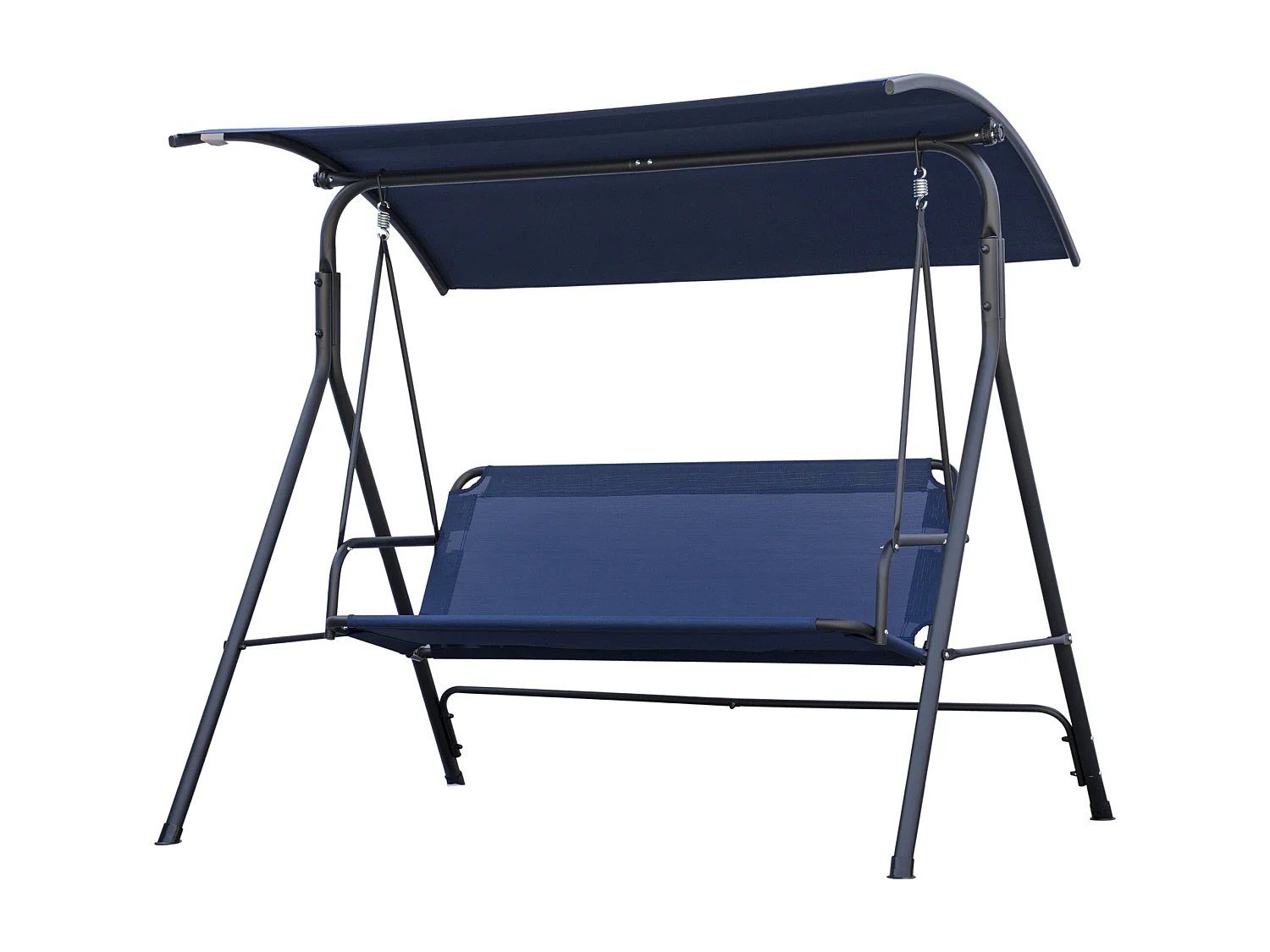 Dondolo da giardino 3 posti con tettuccio regolabile blu scuro