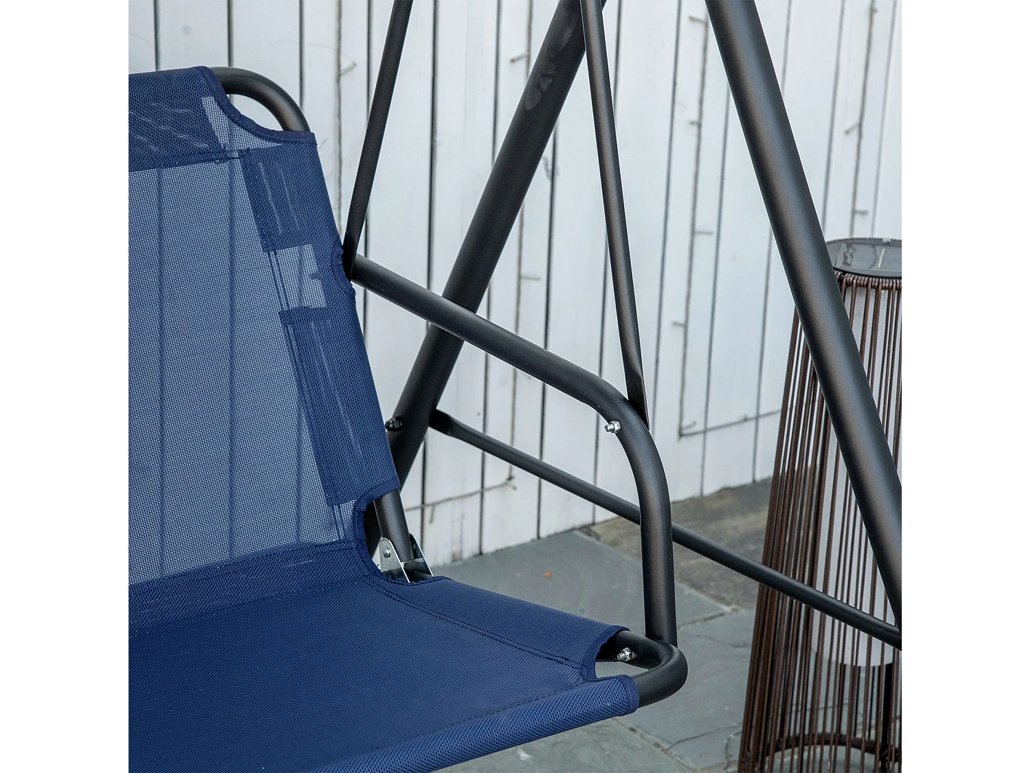 Dondolo da giardino 3 posti con tettuccio regolabile blu scuro