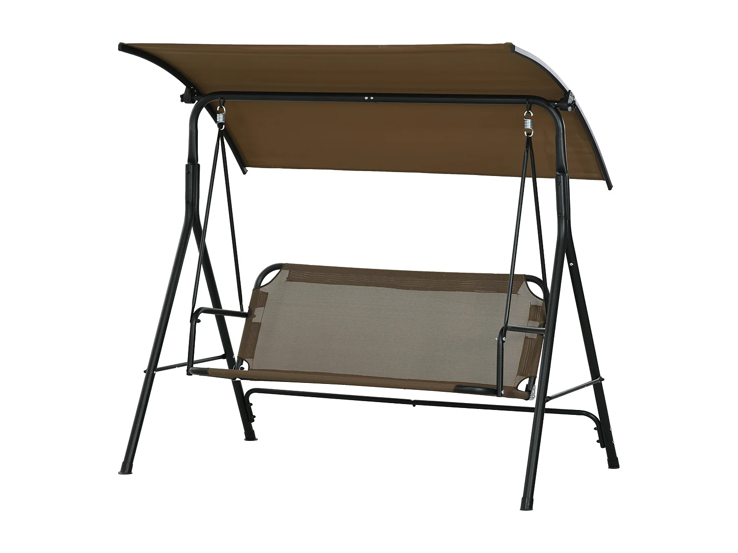Dondolo da giardino 3 posti con tetto regolabile marrone e grigio