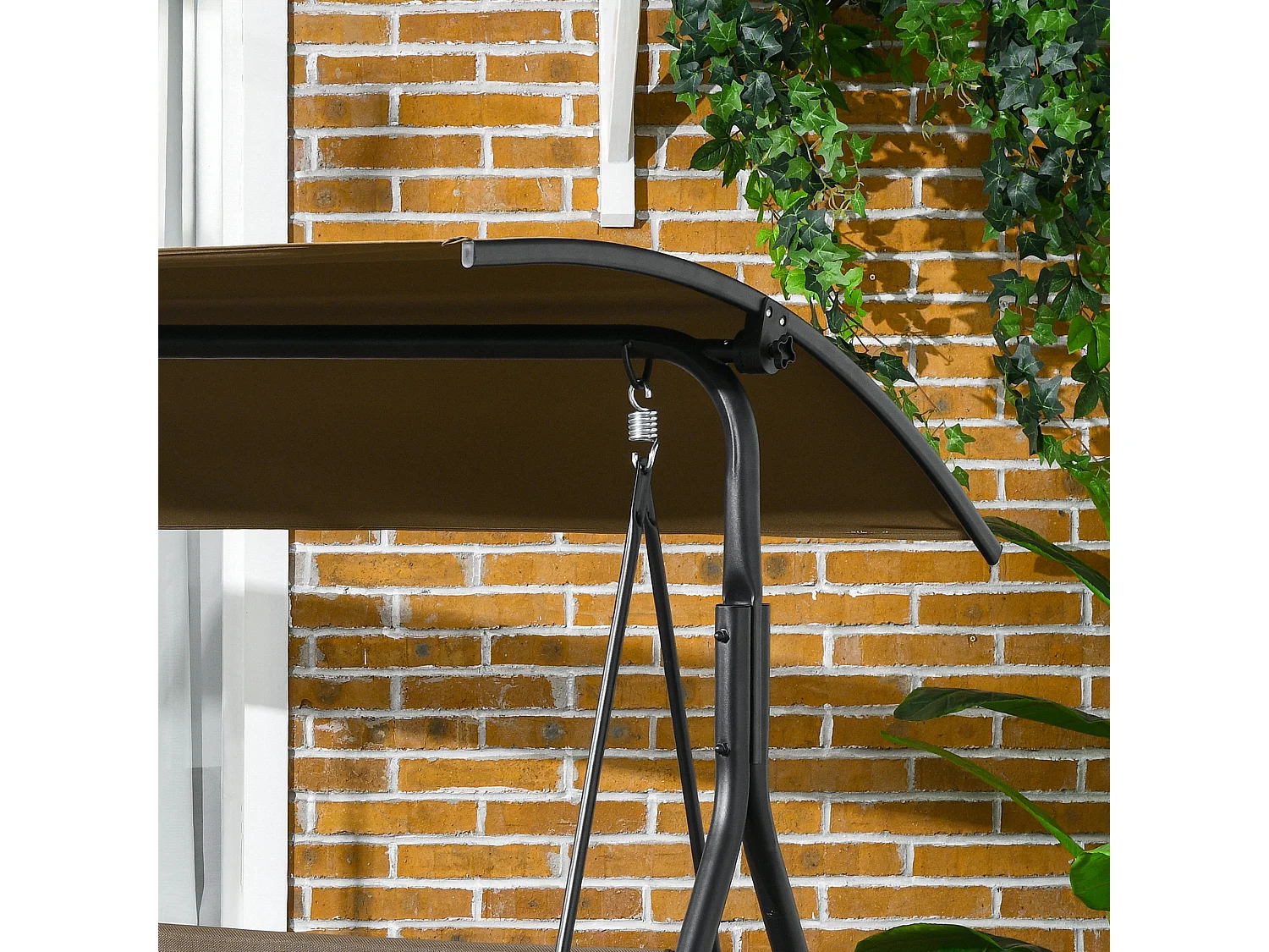 Dondolo da giardino 3 posti con tetto regolabile marrone e grigio