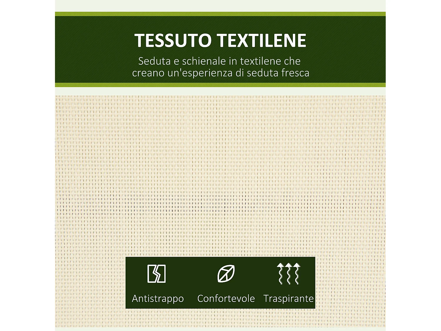 Dondolo a 2 posti da giardino tettuccio regolabile beige