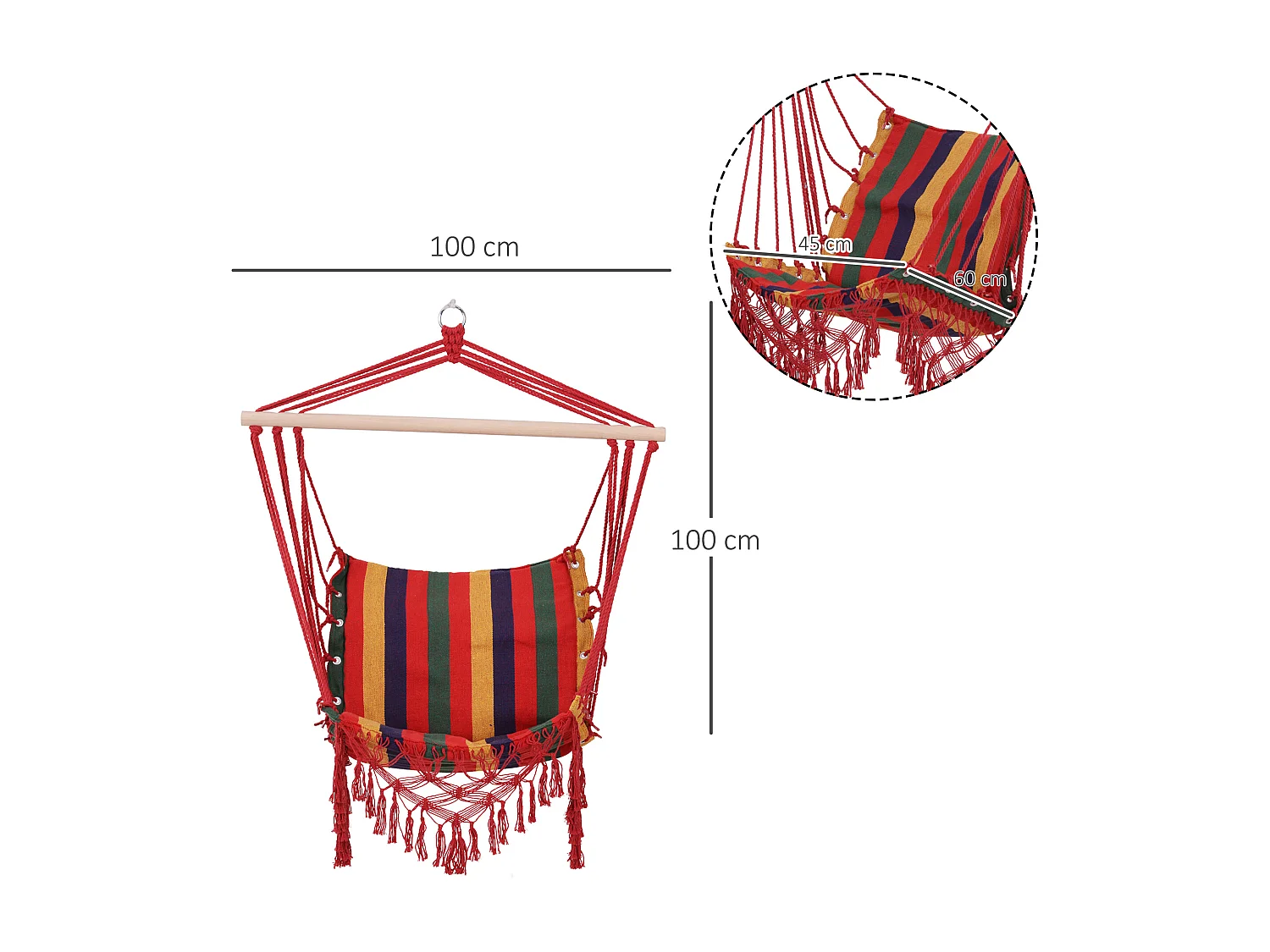 Sedia poltrona sospesa per interni ed esterni 100x60x100cm