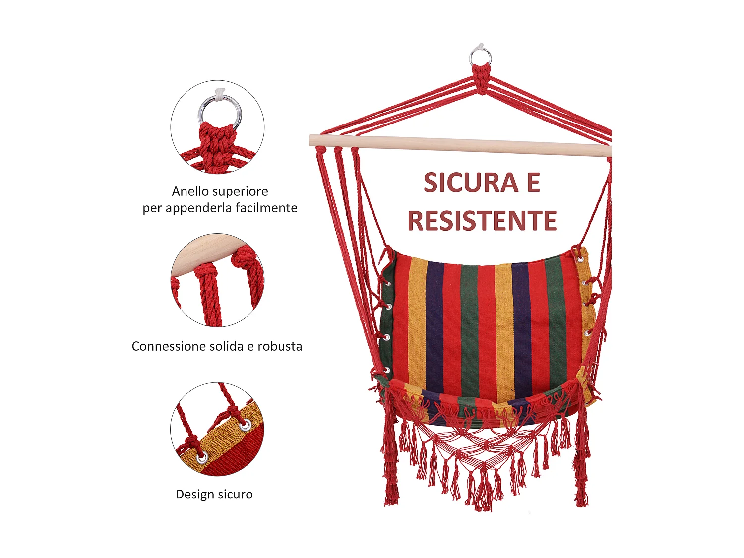 Sedia poltrona sospesa per interni ed esterni 100x60x100cm