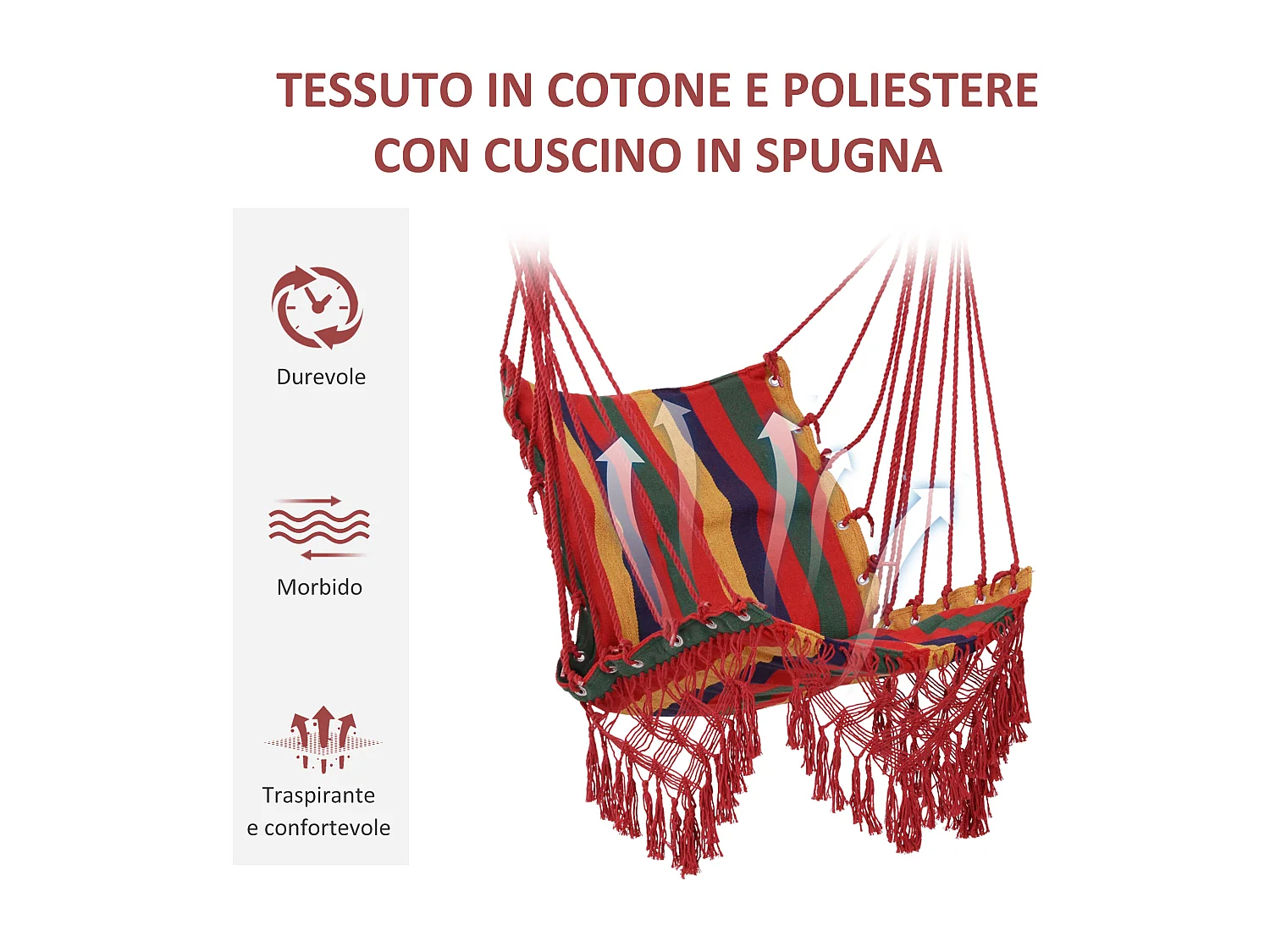 Sedia poltrona sospesa per interni ed esterni 100x60x100cm