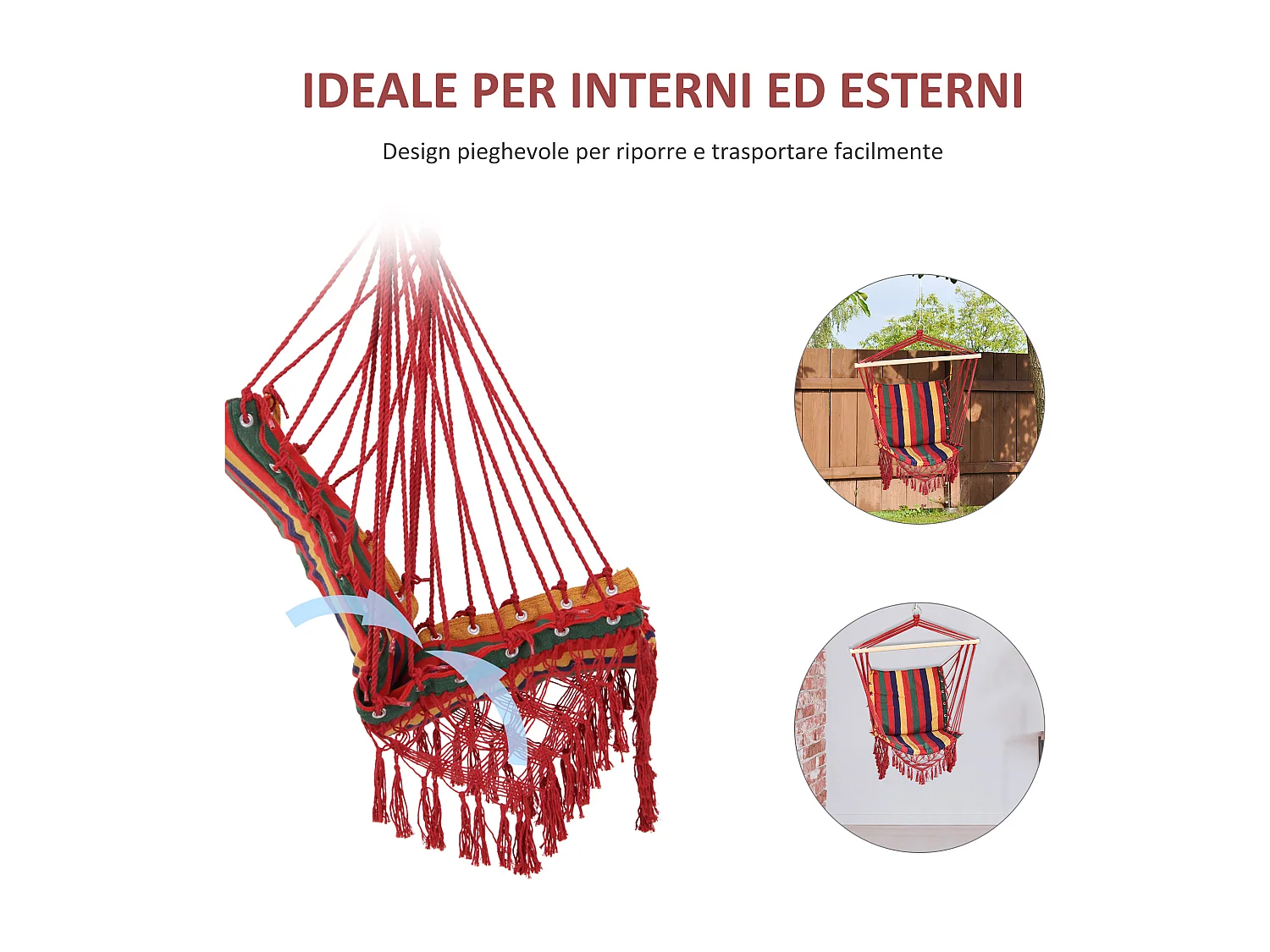 Sedia poltrona sospesa per interni ed esterni 100x60x100cm