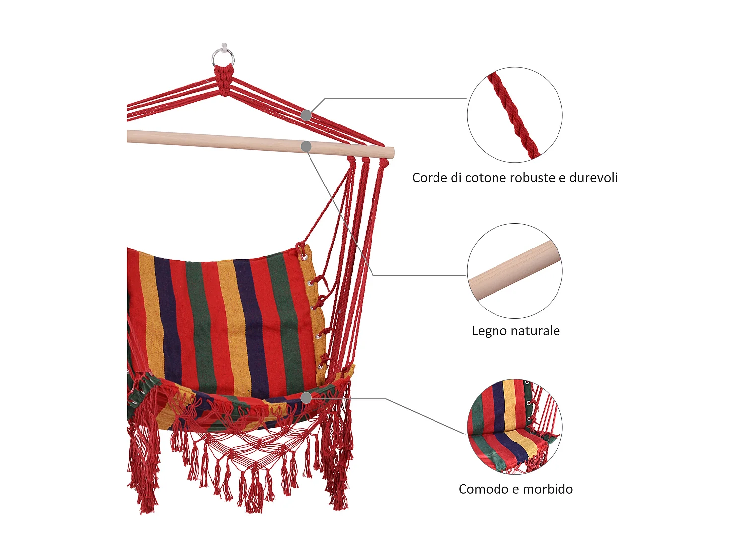 Sedia poltrona sospesa per interni ed esterni 100x60x100cm