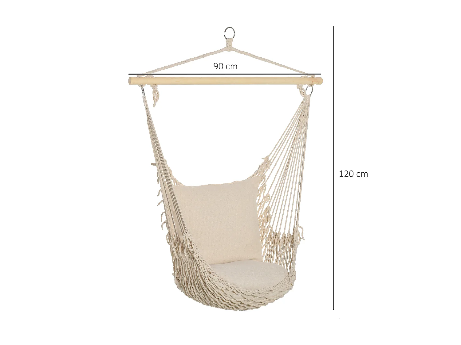 Poltrona Sospesa Da Giardino In Coeda Sedia A Dondolo Sospesa In Stile Shabby Chic Amaca Per Interni Ed Esterni Bianca 120L X 90Pcm