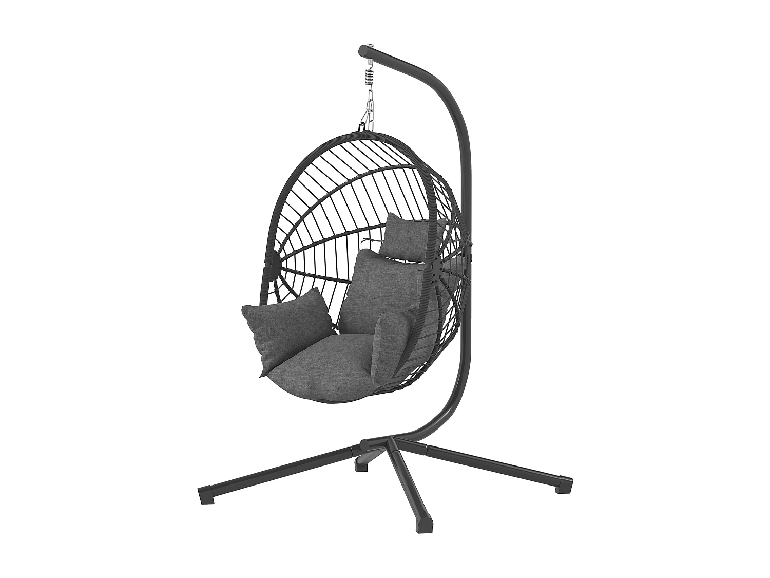 Poltrona sospesa a uovo con cuscino imbottito grigio