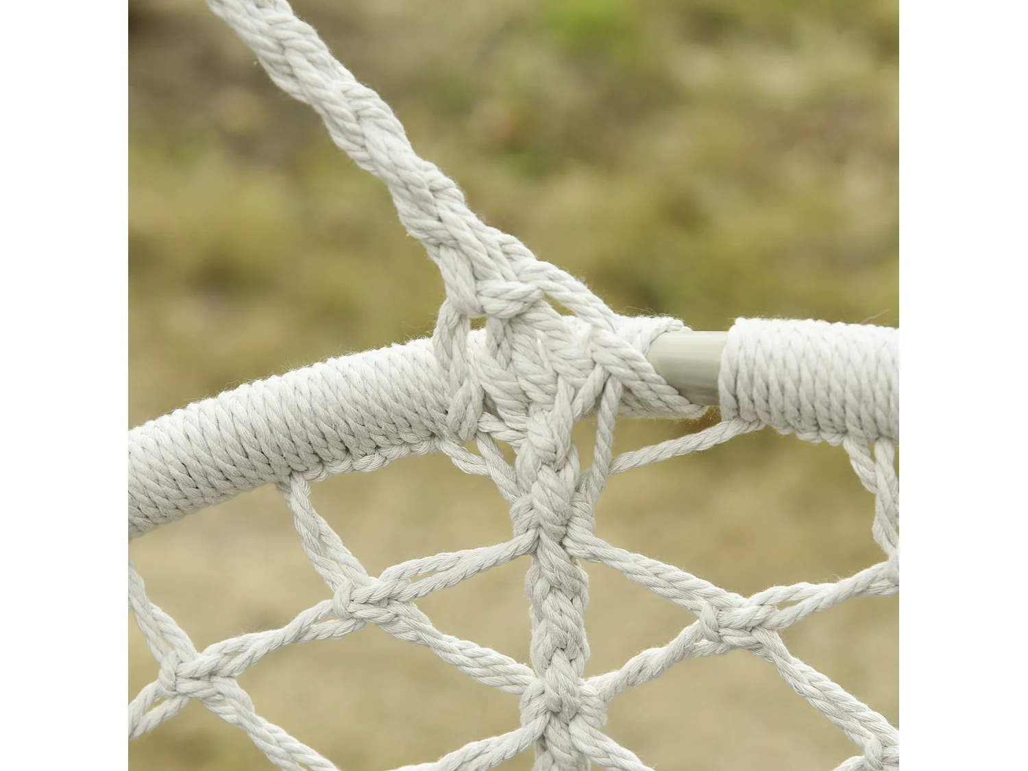 Amaca A Dondolo Da Giardino E Casa A 2 Posti Telaio Metallo E Seduta Cotone 130X75X35Cm Bianco Crema