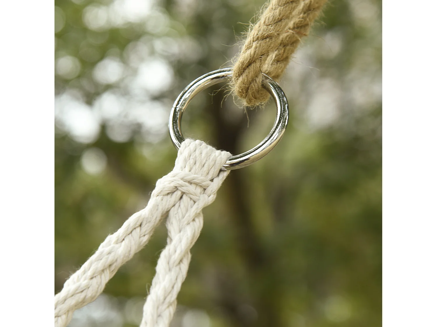 Amaca A Dondolo Da Giardino E Casa A 2 Posti Telaio Metallo E Seduta Cotone 130X75X35Cm Bianco Crema