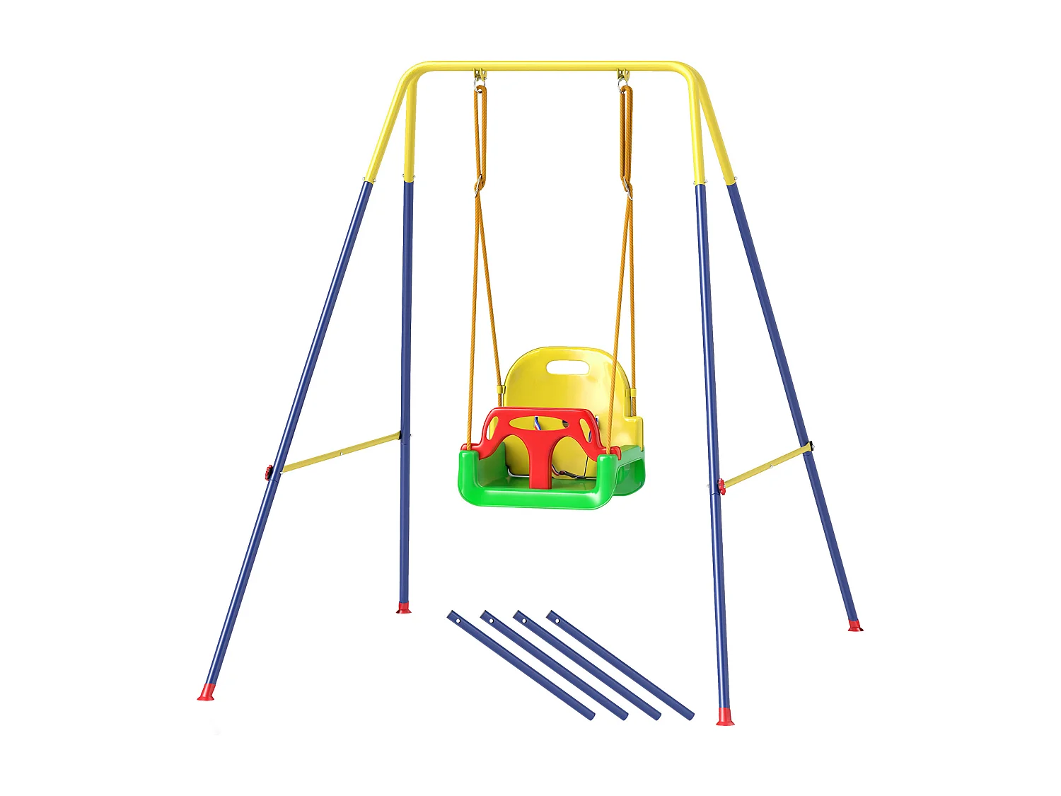 Altalena per bambini con schienale e barriera verde