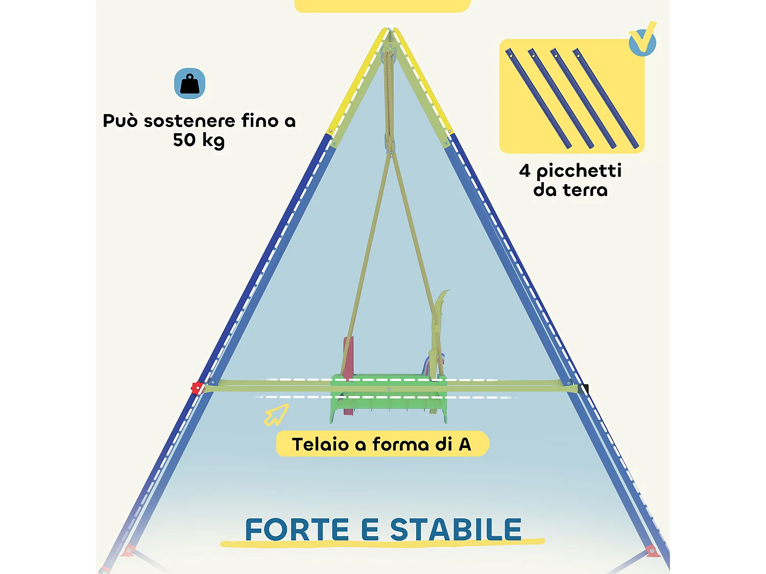 Altalena per bambini con schienale e barriera verde