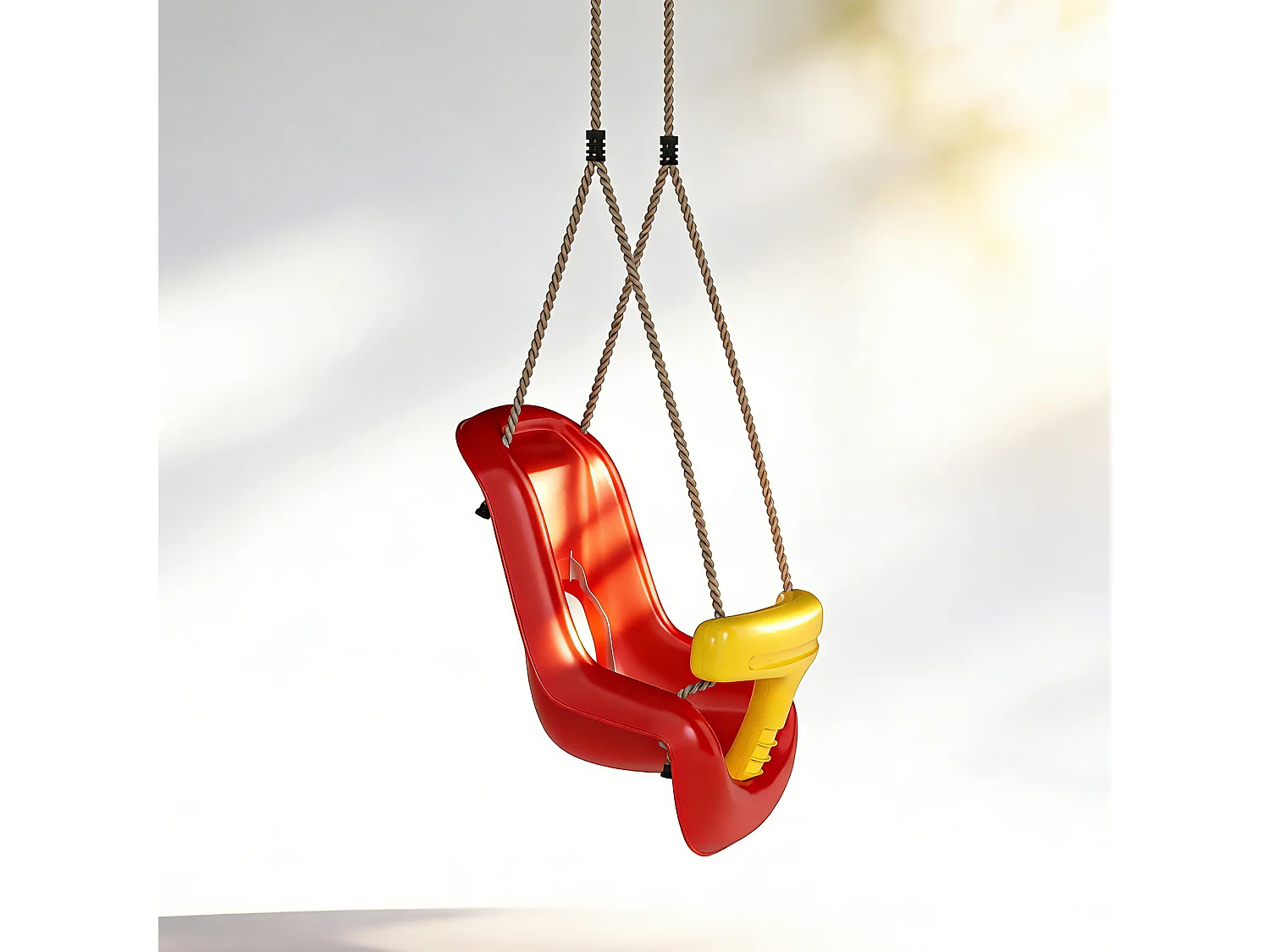 Altalena per bambini 9-36 mesi regolabile in pe rossa e gialla