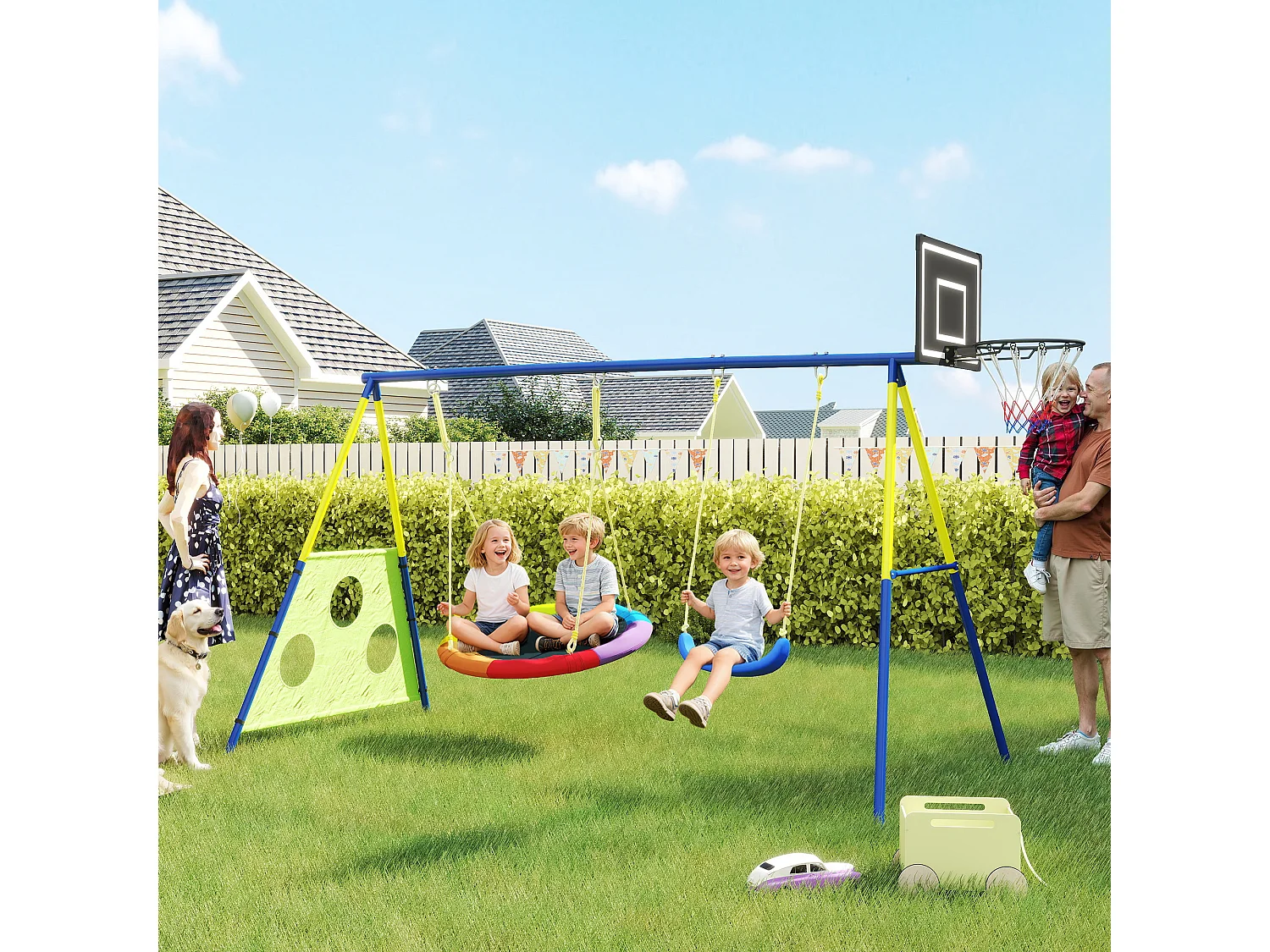 Set altalena da giardino per bambini 3-8 anni in acciaio multicolore
