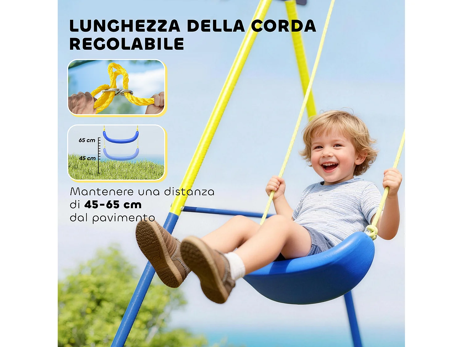 Set altalena da giardino per bambini 3-8 anni in acciaio multicolore