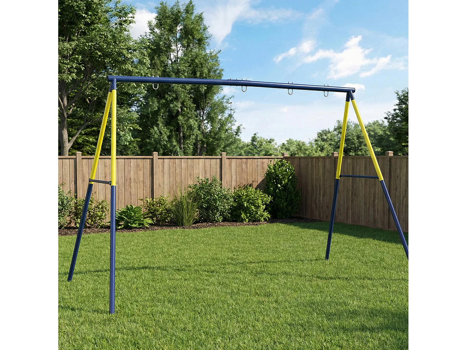Struttura per altalena da giardino per bambini in acciaio blu