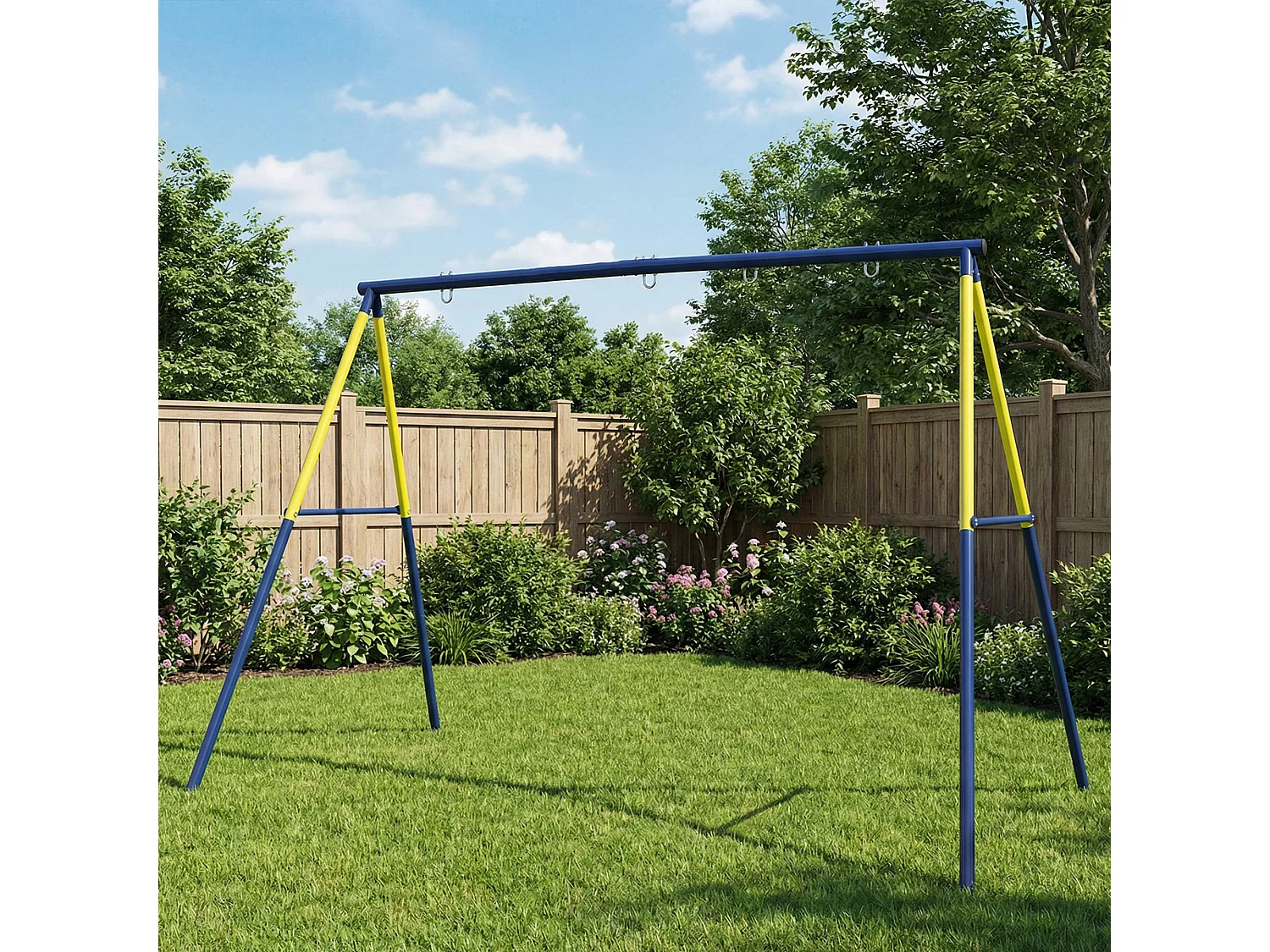Struttura per altalena da giardino per bambini in acciaio blu