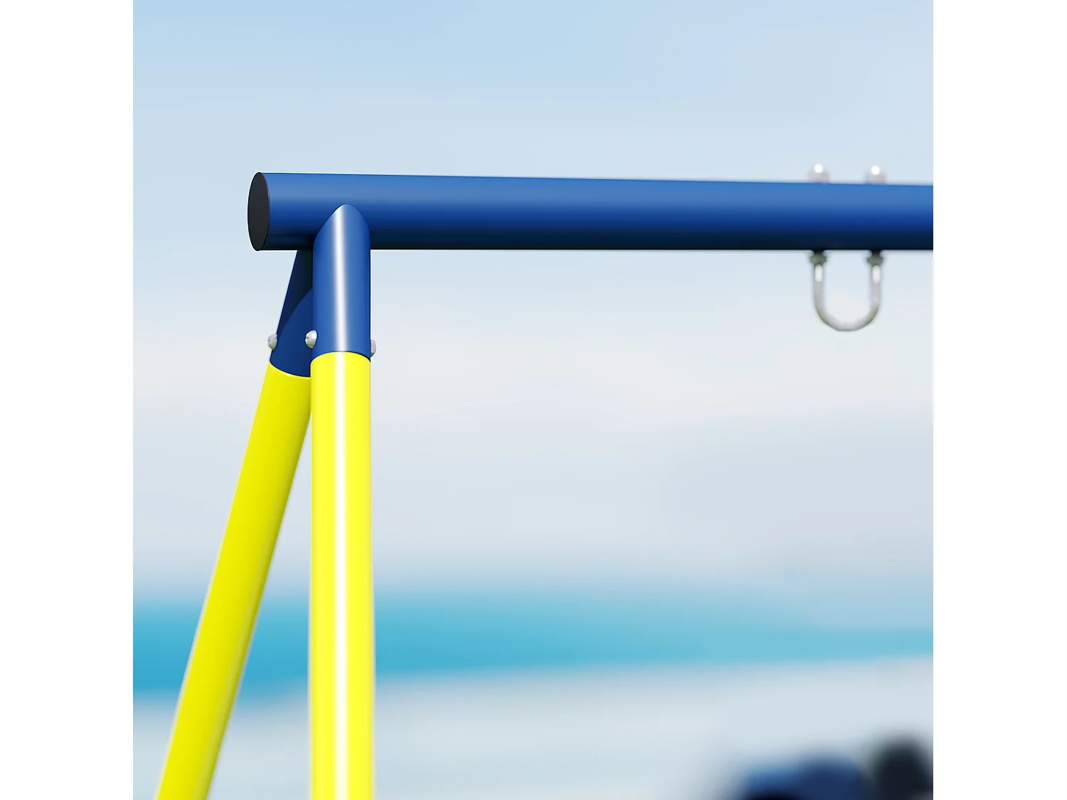 Struttura per altalena da giardino per bambini in acciaio blu