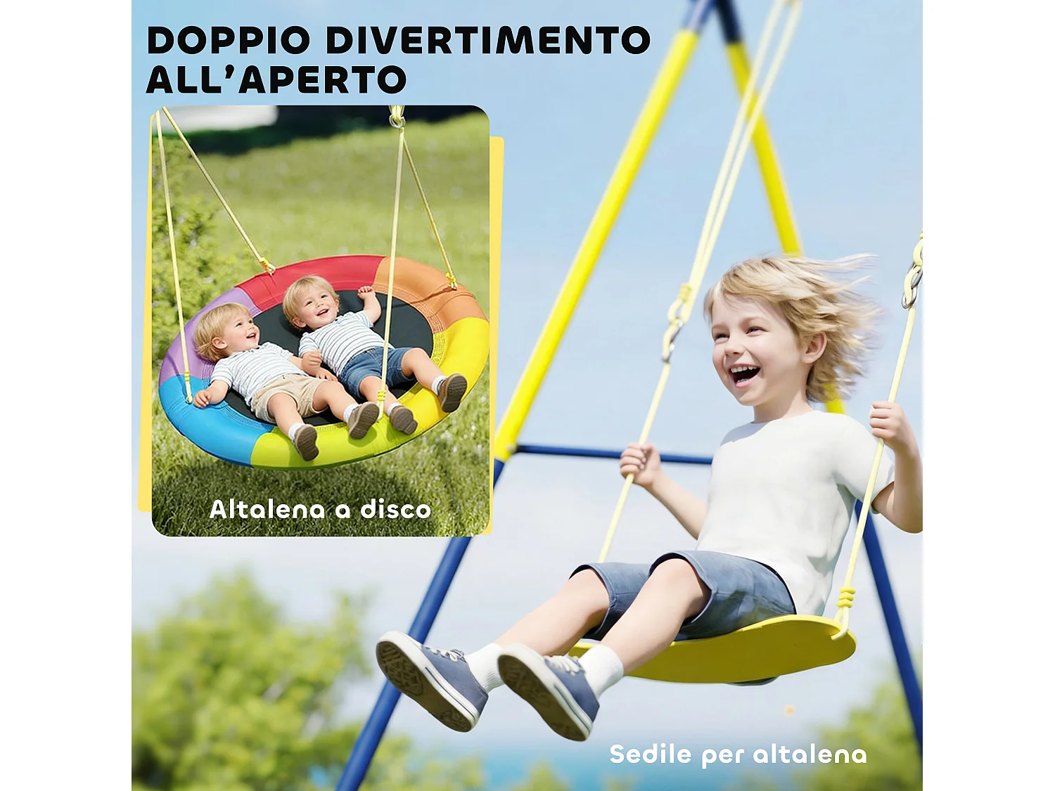 Set altalena a nido e altalena da giardino multicolore
