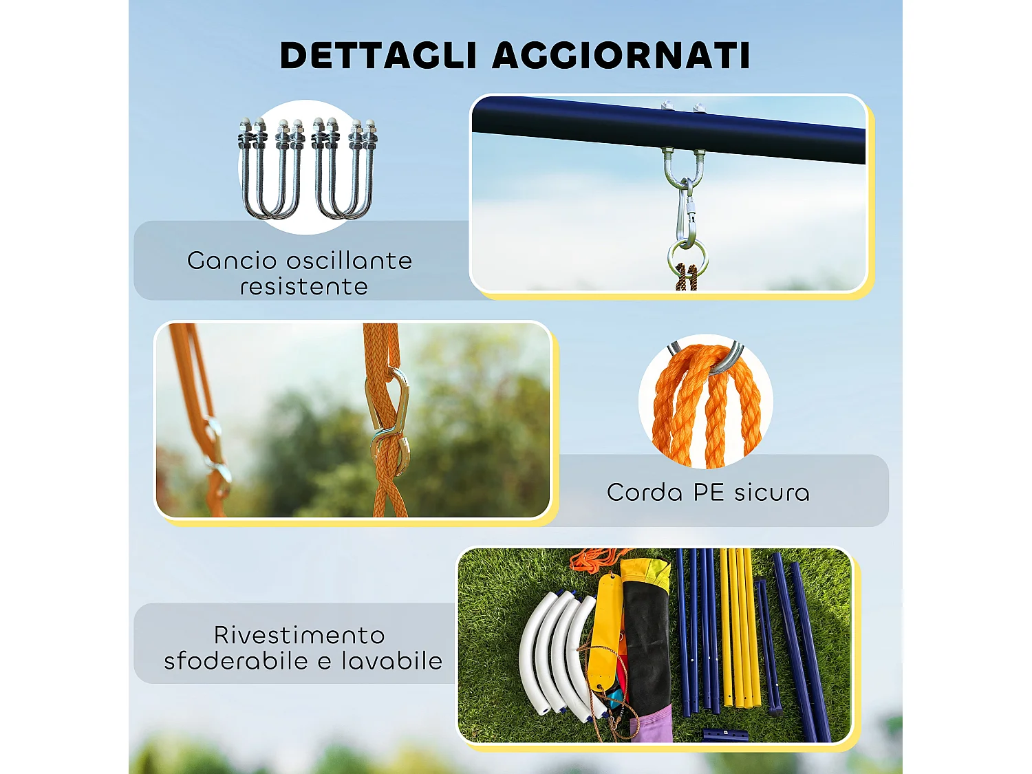 Set altalena a nido e altalena da giardino multicolore