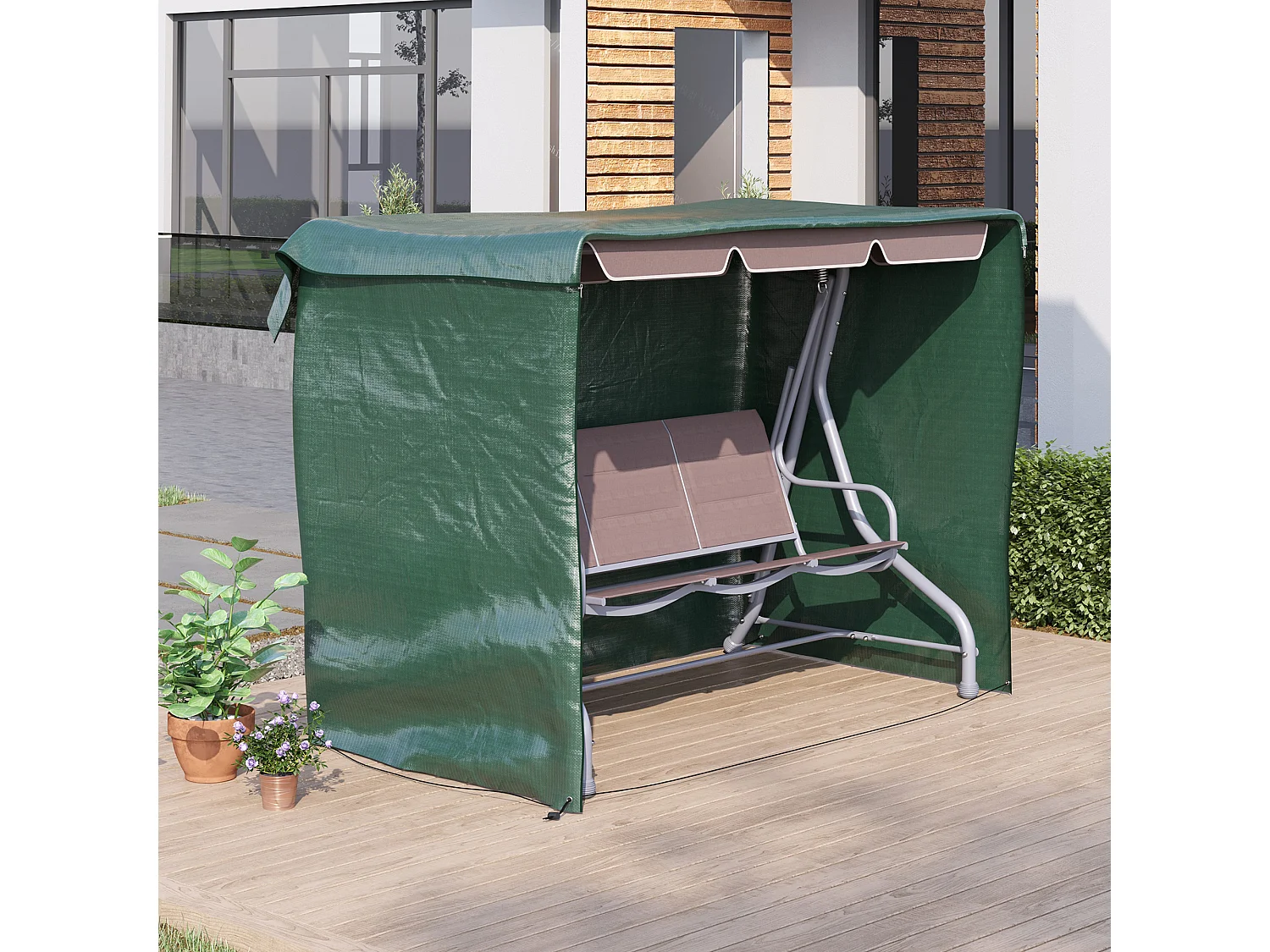 Copertura Impermeabile per Dondolo da Giardino Anti UV Anti Muffa in PE con Fissaggio