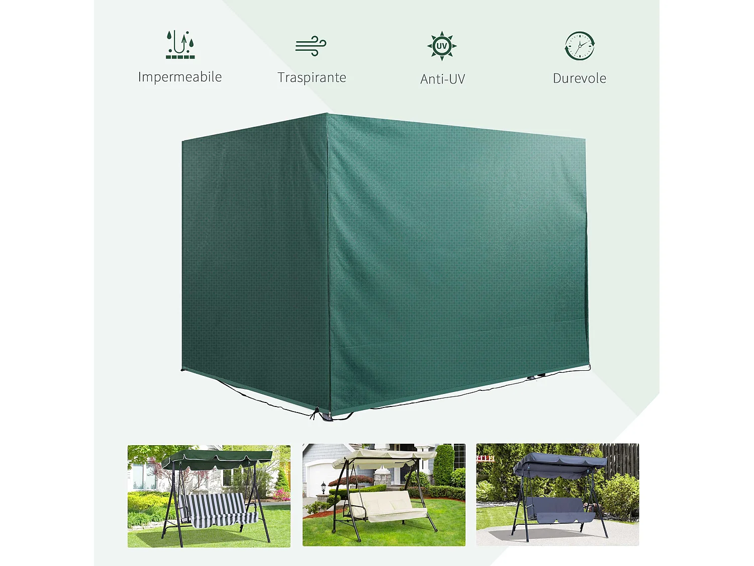 Copertura Impermeabile per Dondolo da Giardino Anti UV Anti Muffa in PE con Fissaggio