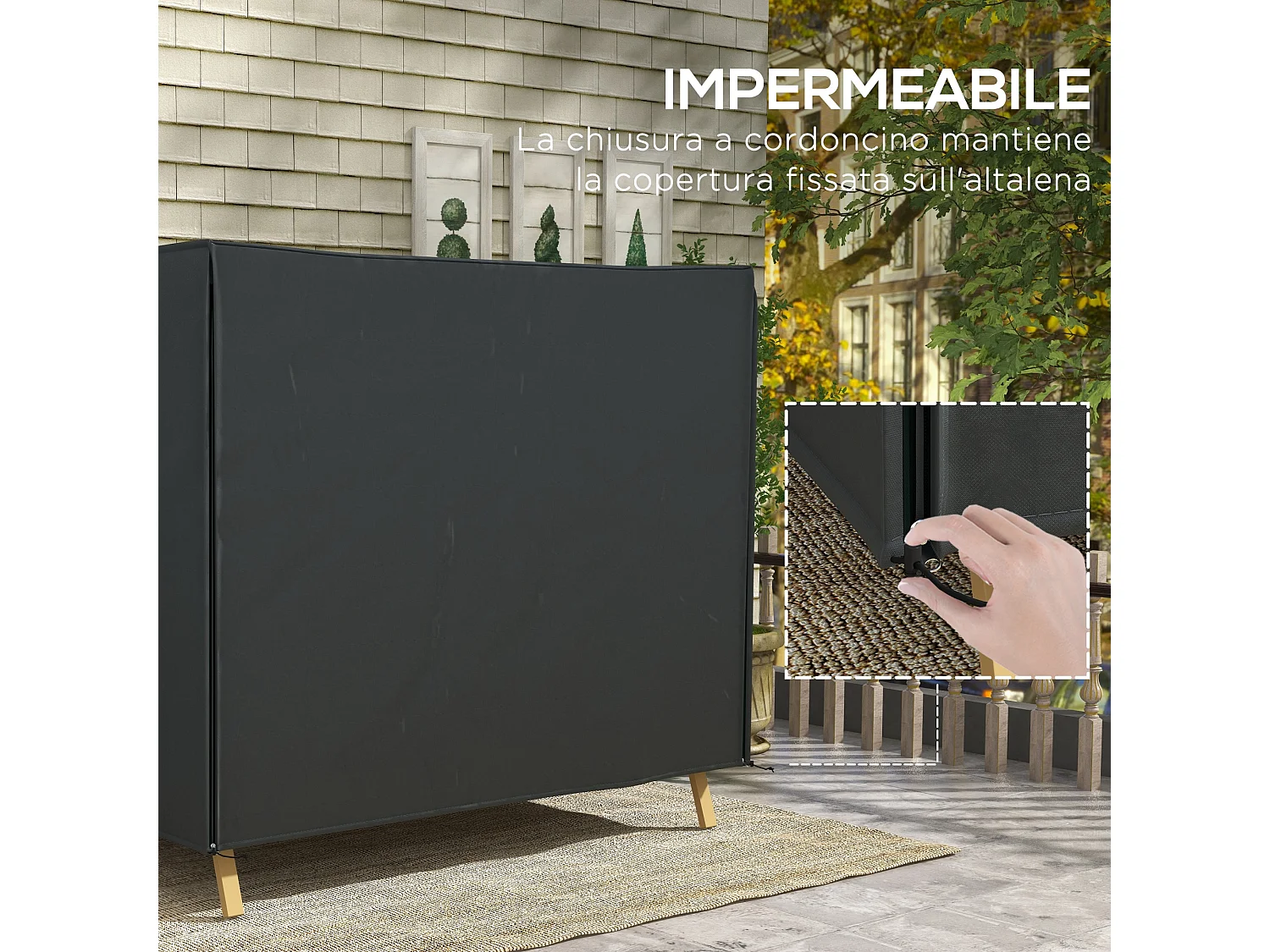 Copertura dondolo da giardino 3 posti impermeabile e anti uv nero