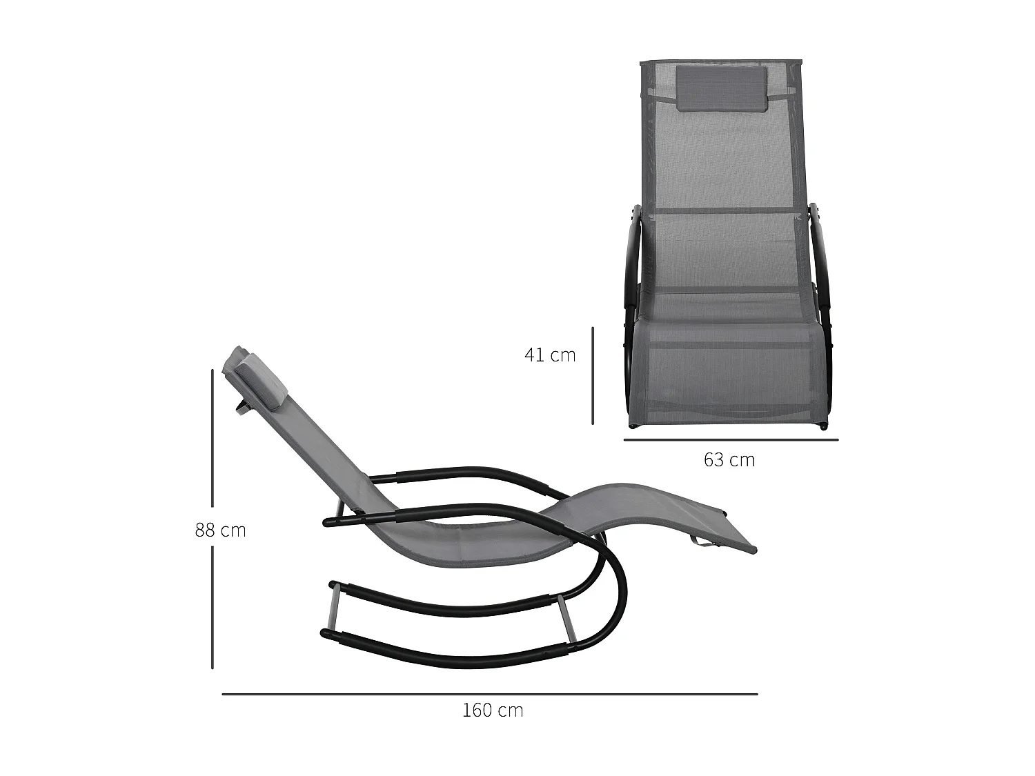 Sdraio a dondolo zero gravity ergonomica metallo e texteline