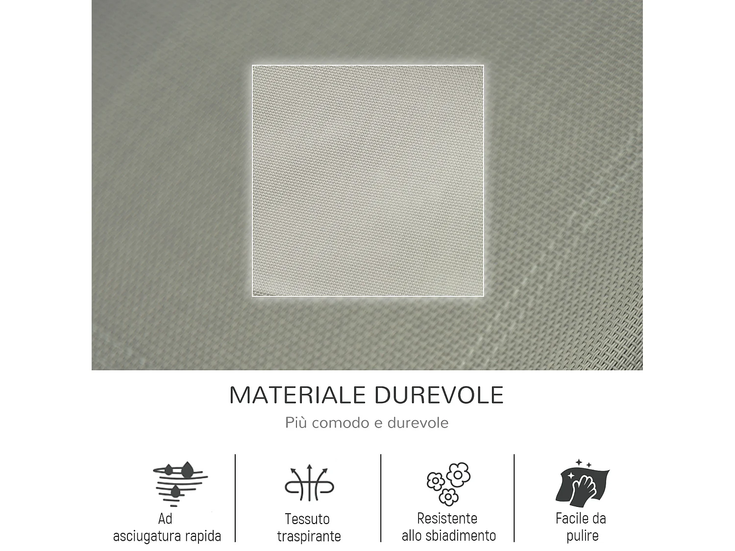 Poltrona a dondolo da giardino con poggiatesta e tasca