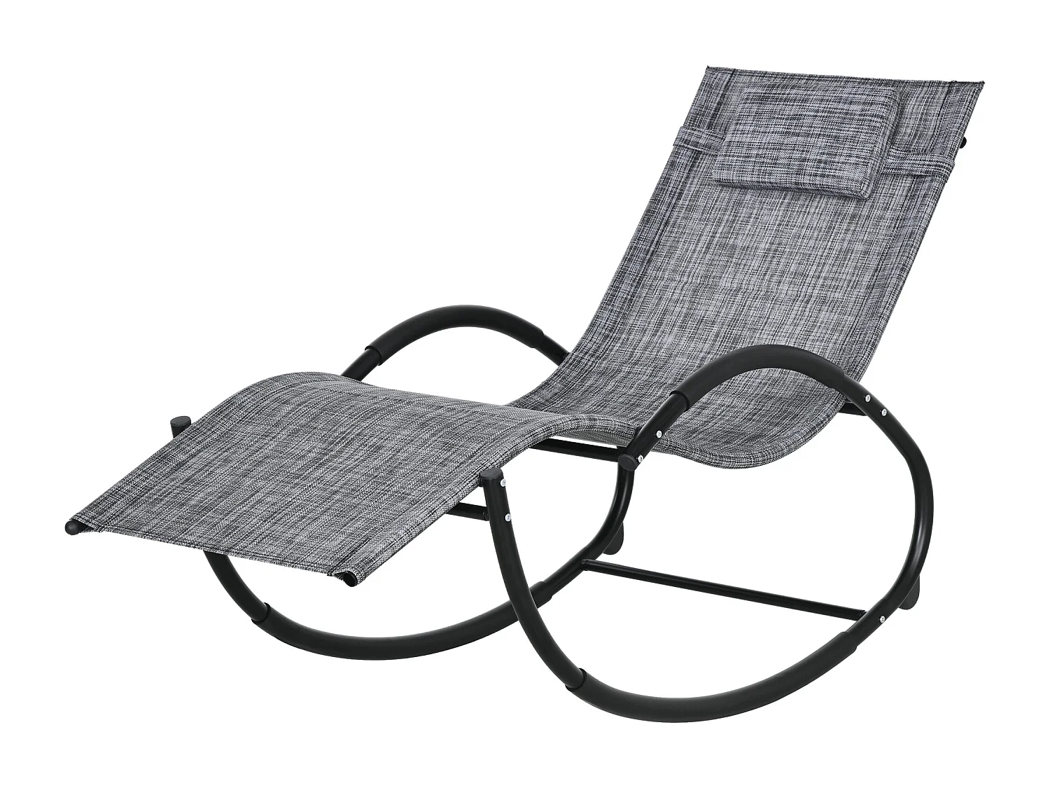 Lettino sdraio a dondolo impermeabile con cuscino poggiatesta grigio