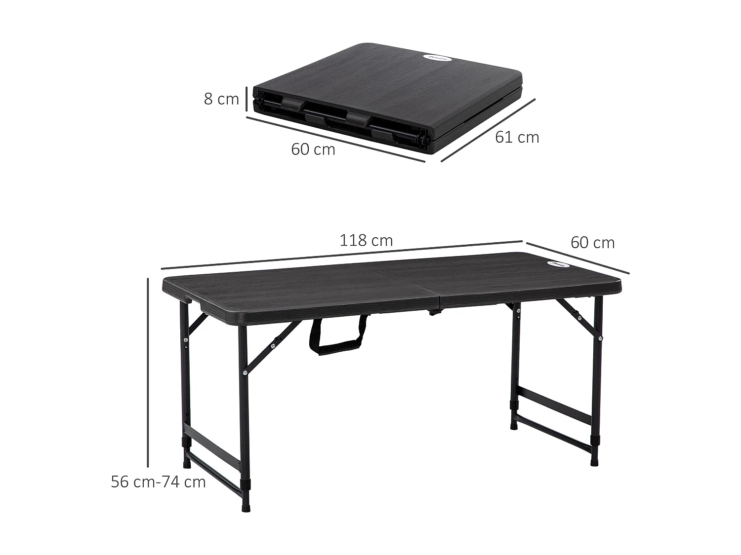 Tavolo da giardino pieghevole 4 persone altezza regolabile