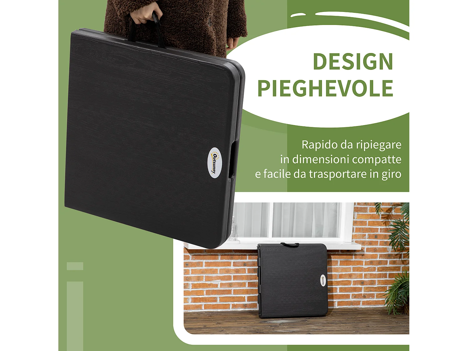 Tavolo da giardino pieghevole 4 persone altezza regolabile