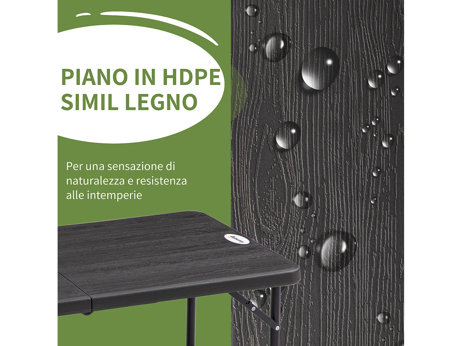 Tavolo da giardino pieghevole 4 persone altezza regolabile