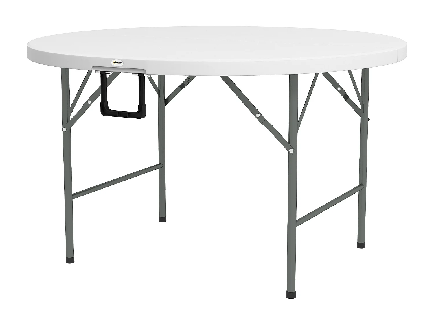 Tavolo da giardino pieghevole e rotondo grigio e bianco
